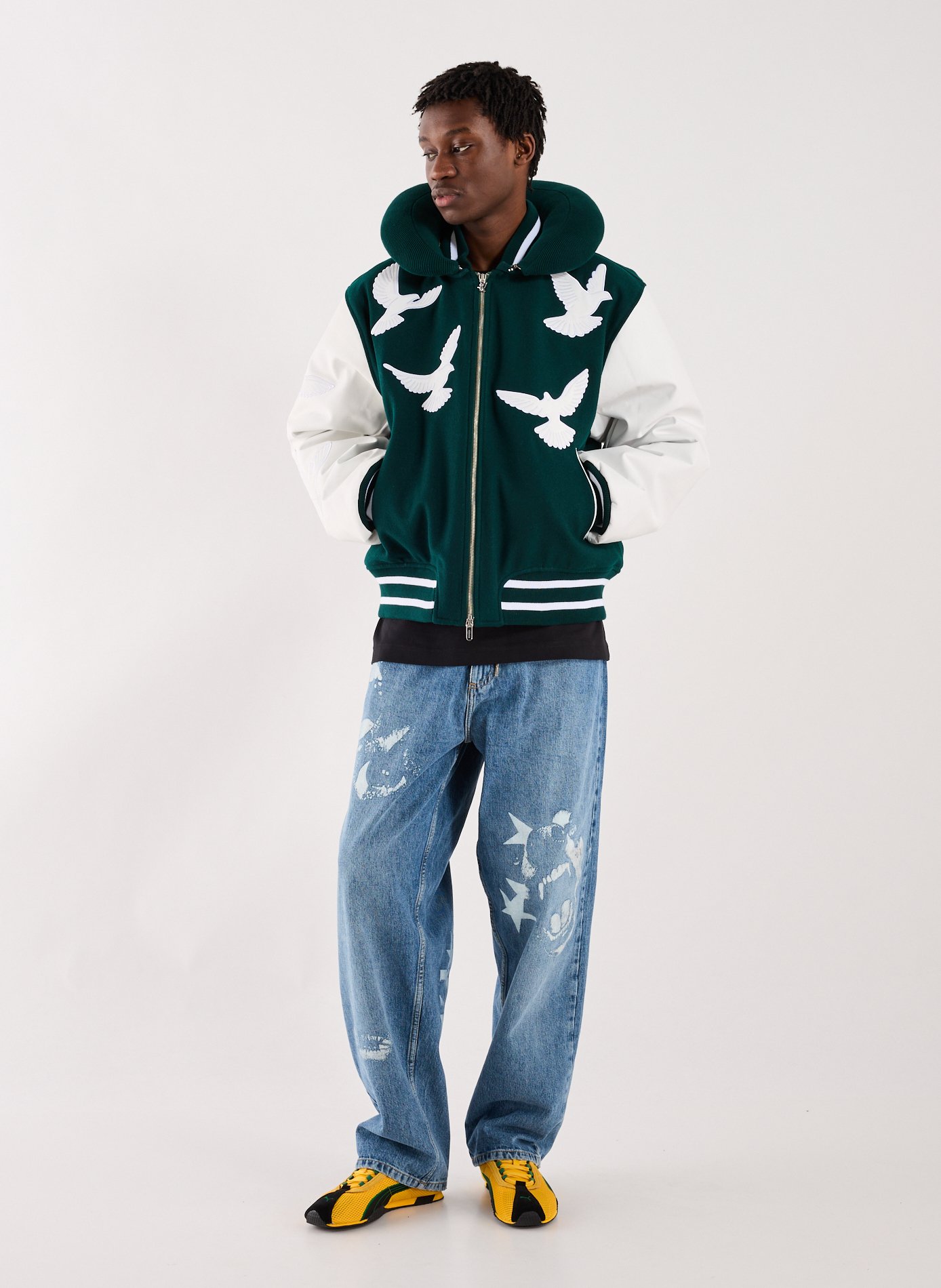 Wool varsity jacket with padded collar 3 PARADIS Green