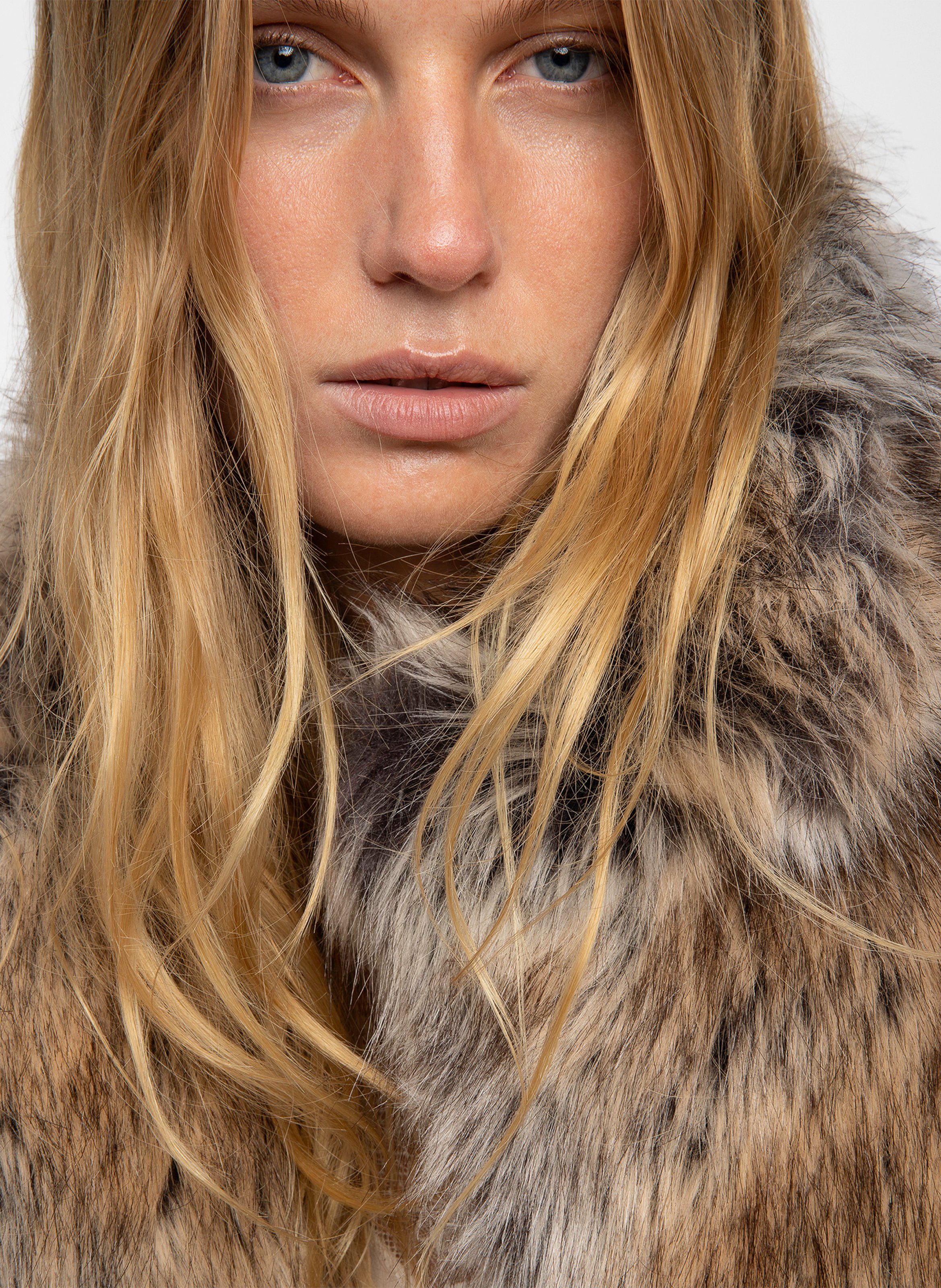 Manteau court effet fourrure faune ZADIG&VOLTAIRE Beige