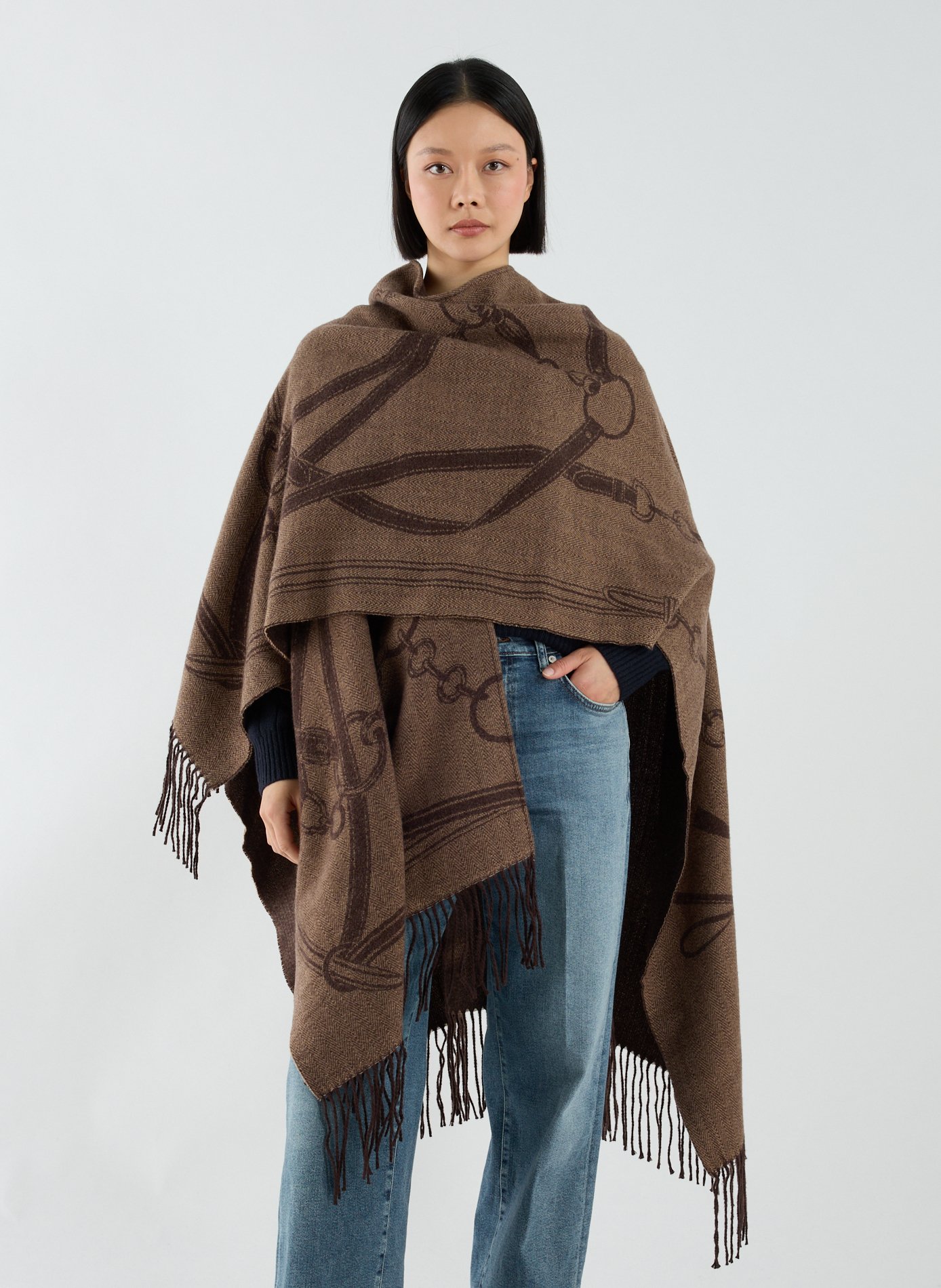 Mixed Wool Cape LAUREN Brown
