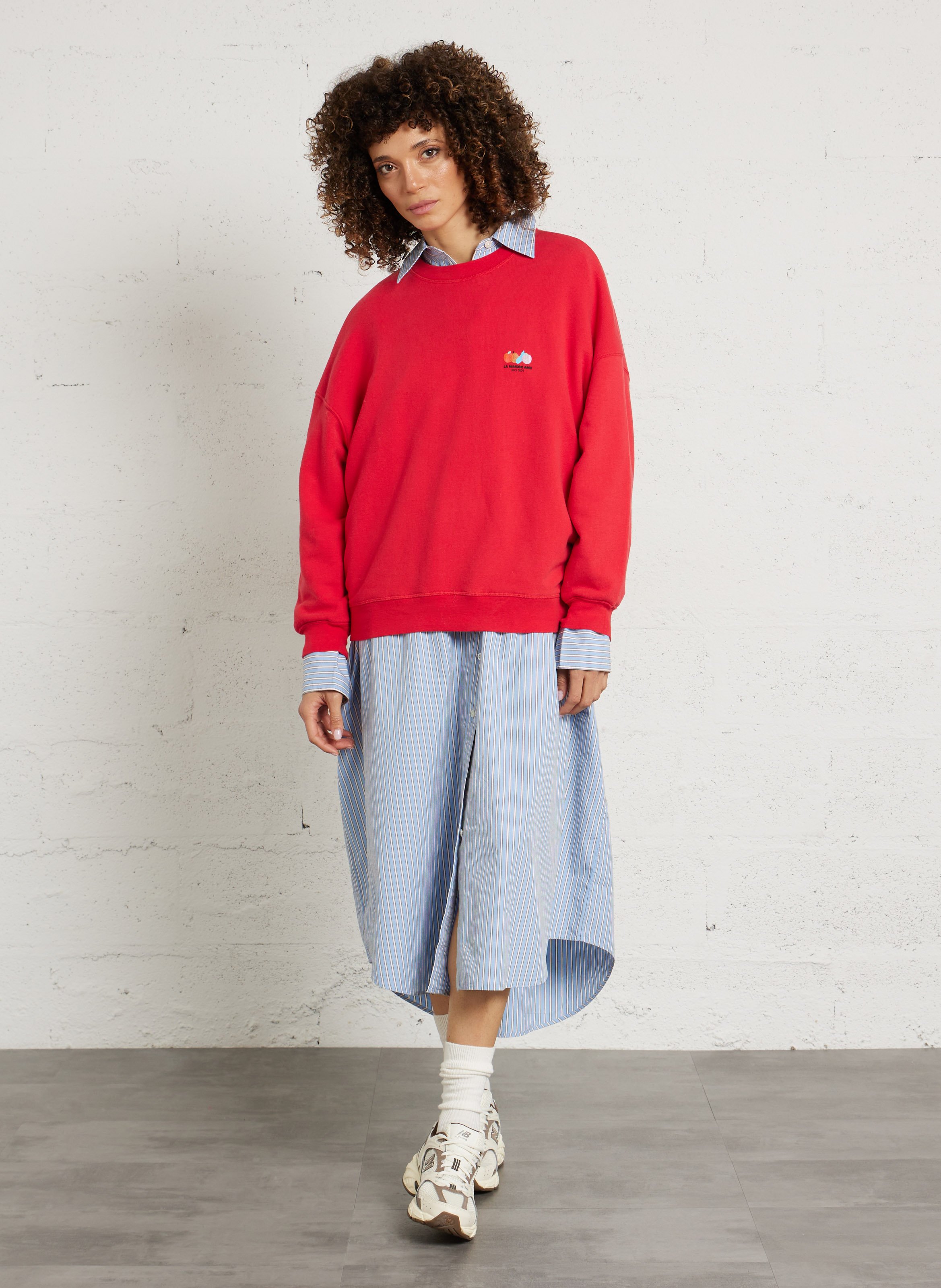 Sweat oversize col rond en coton mélangé atubay AMERICAN VINTAGE Rouge