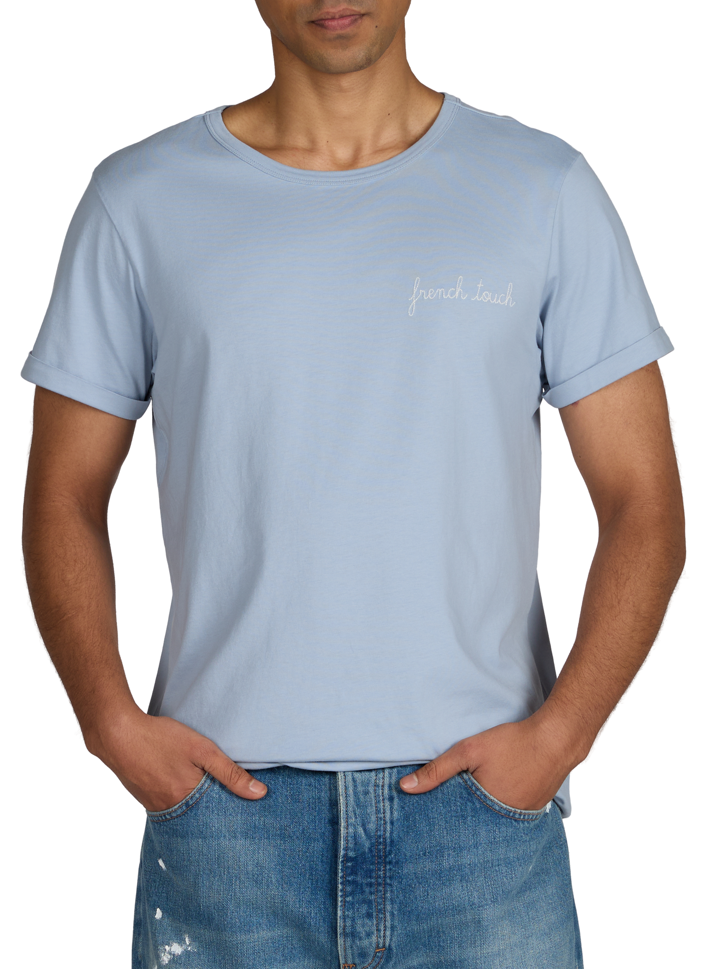 T-shirt Poitou embroidered in organic cotton MAISON LABICHE Blue