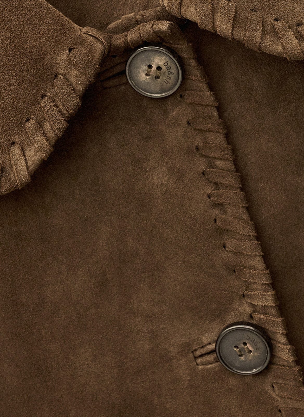 Manteau col classique en cuir maena BA&SH Marron