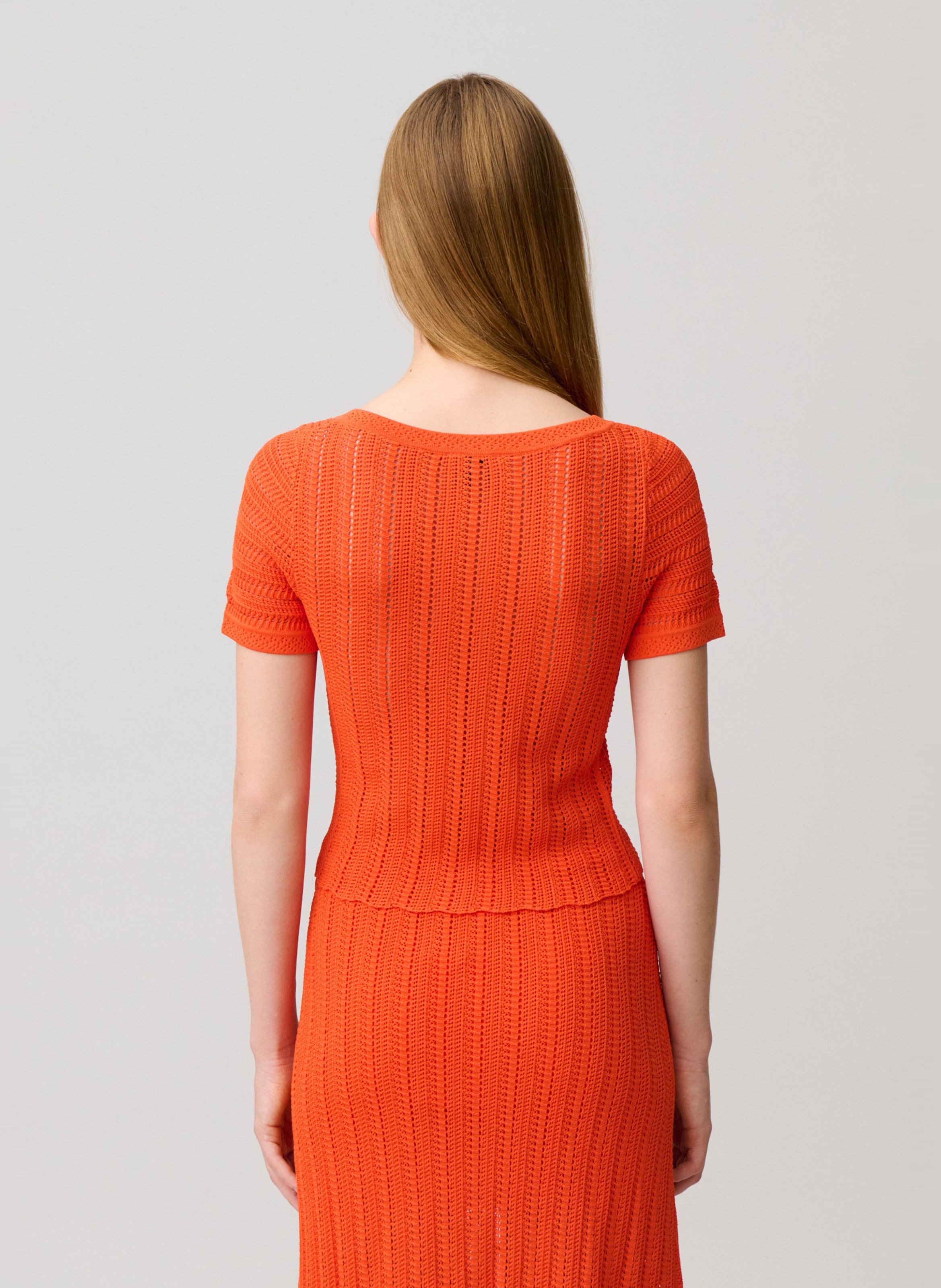 Top droit col rond en maille CLAUDIE PIERLOT Orange