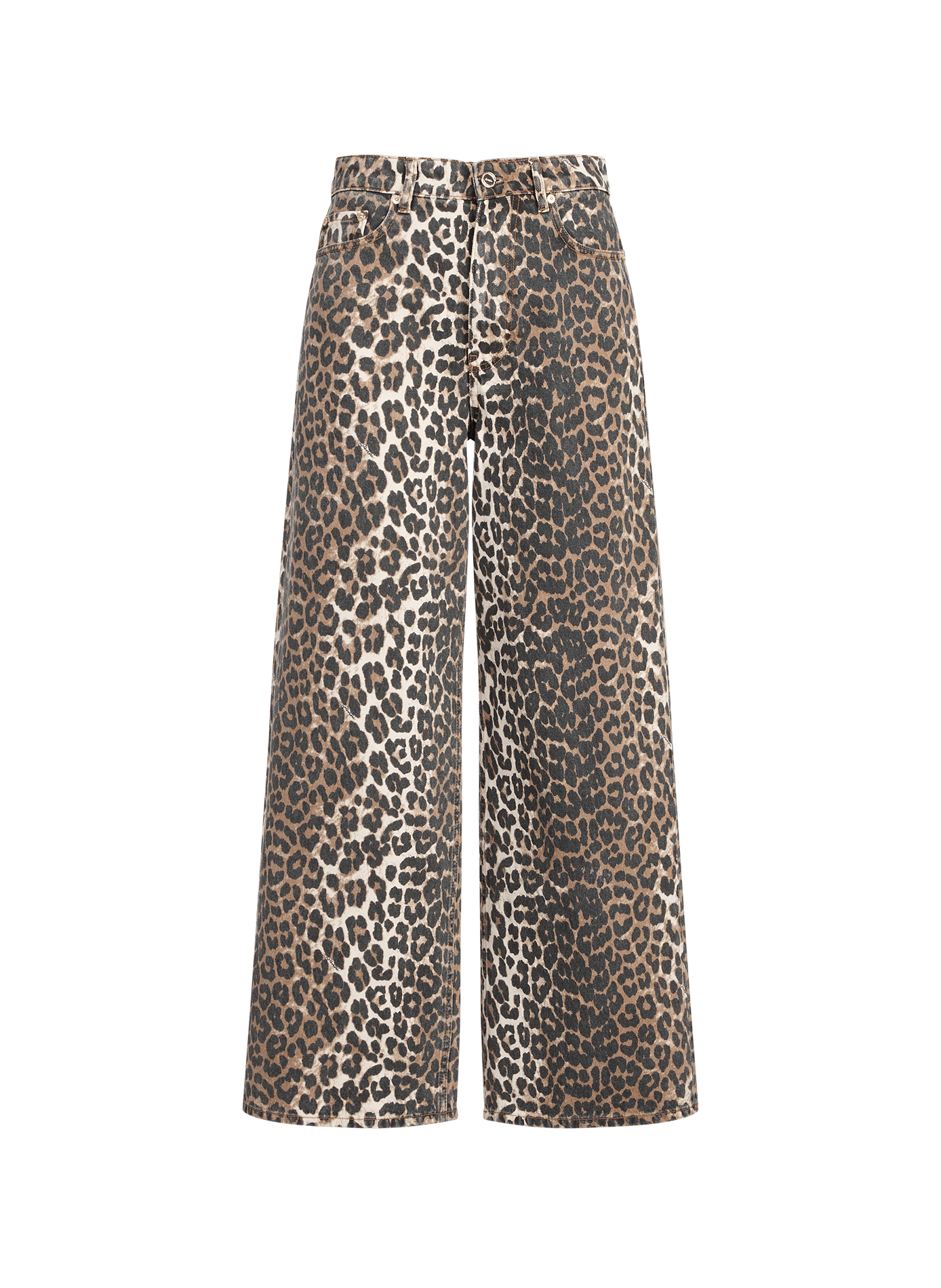High-waisted wide leg leopard jeans GANNI Multicolour
