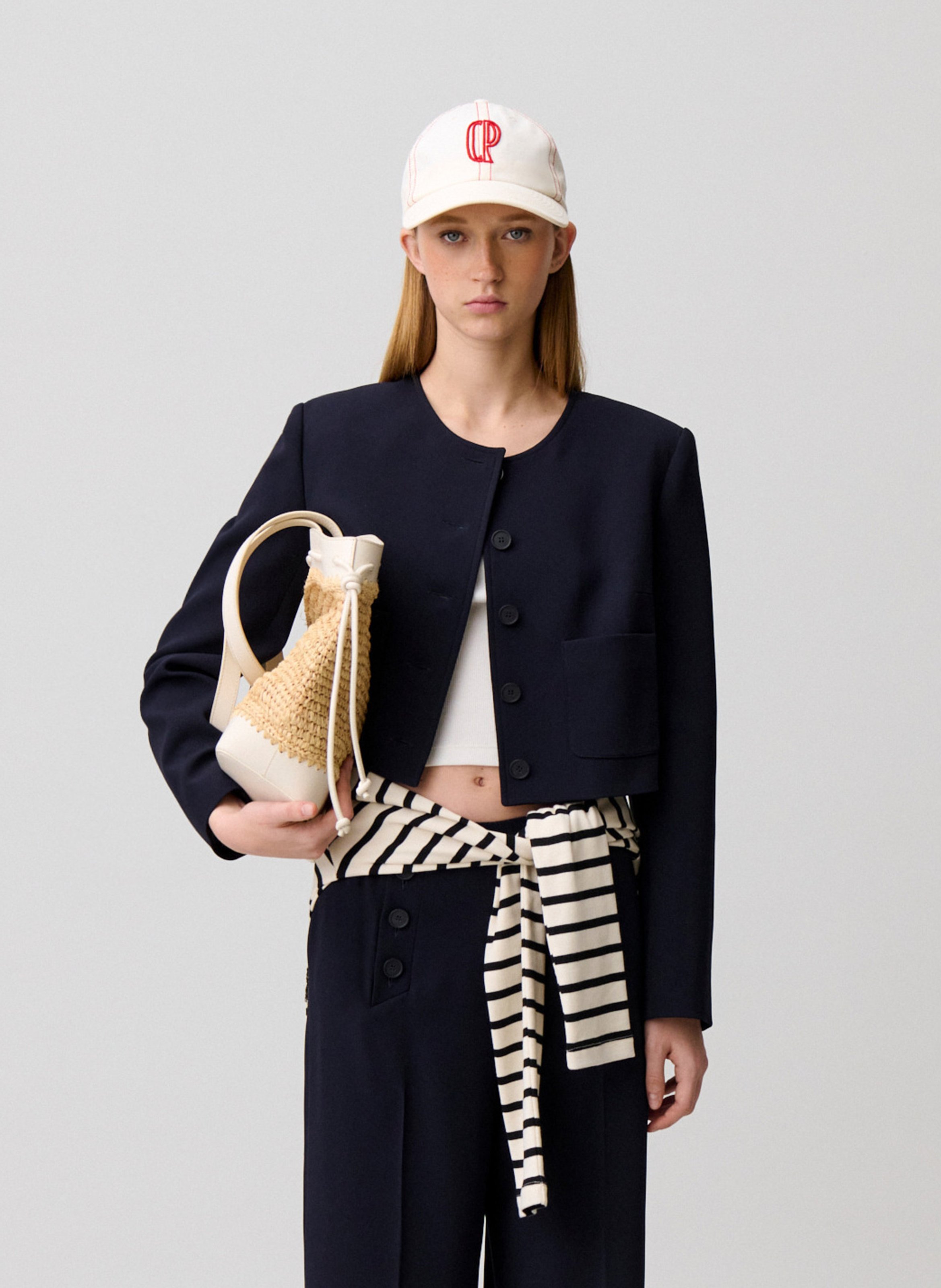 Veste boutonnée col rond unie CLAUDIE PIERLOT Bleu