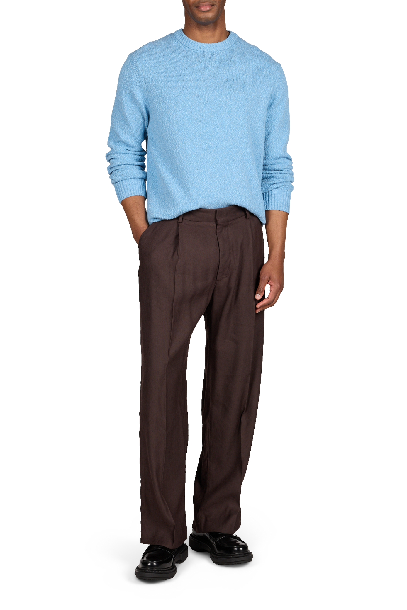 Pull droit col rond en coton ANNARR Bleu