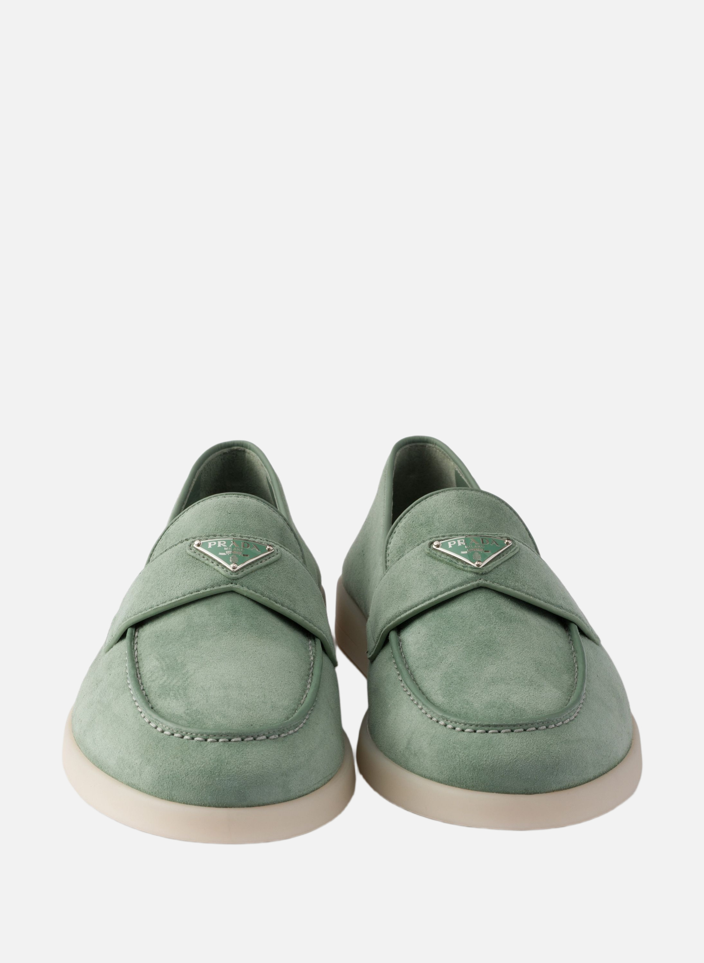 Mocassins en veau velours PRADA Vert