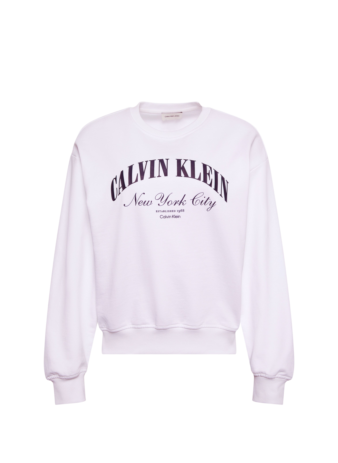Pull imprimé à col rond en coton CALVIN KLEIN Blanc