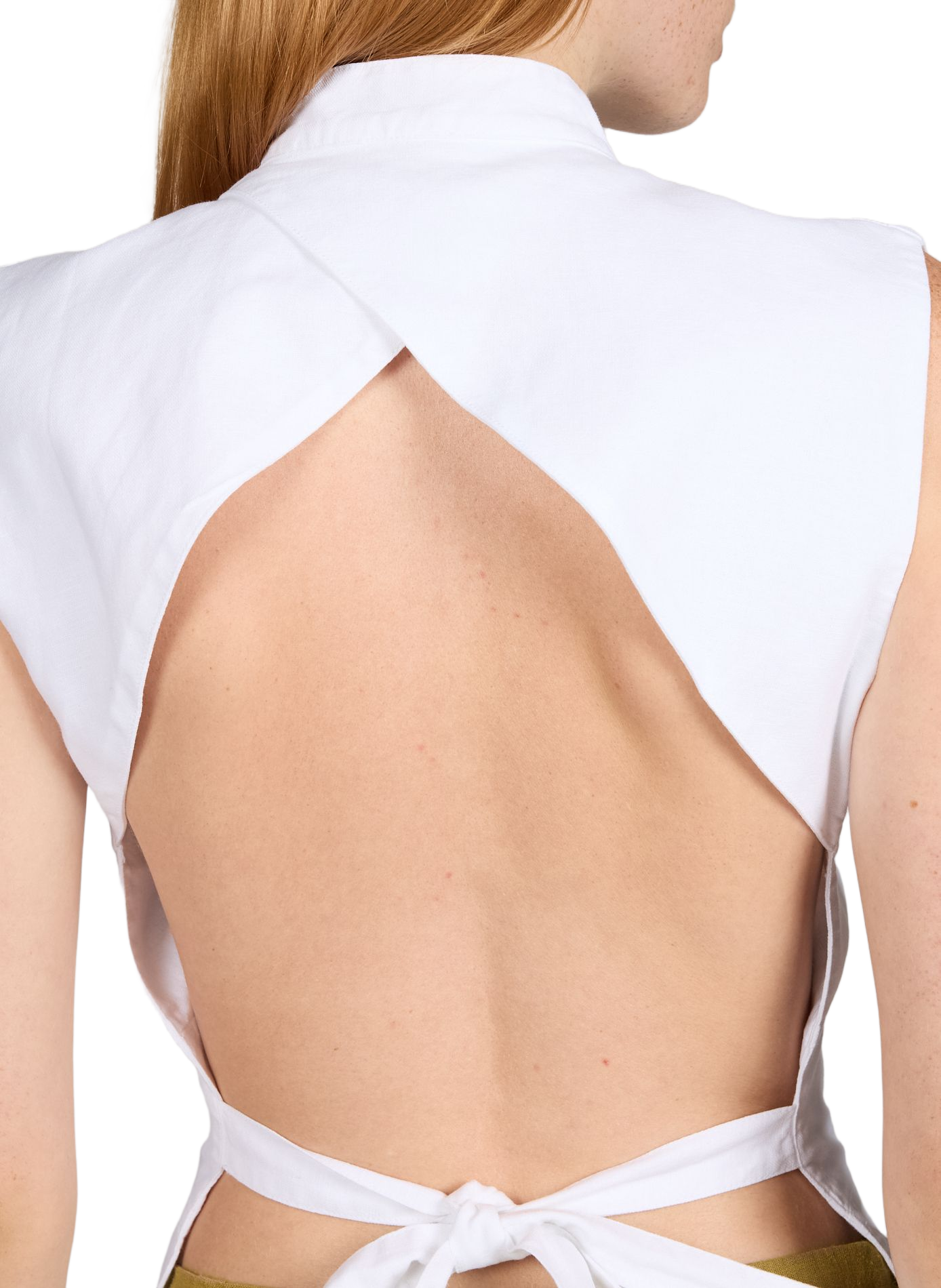 Top with a plunging neckline and open back in cotton and linen GIMAGUAS White