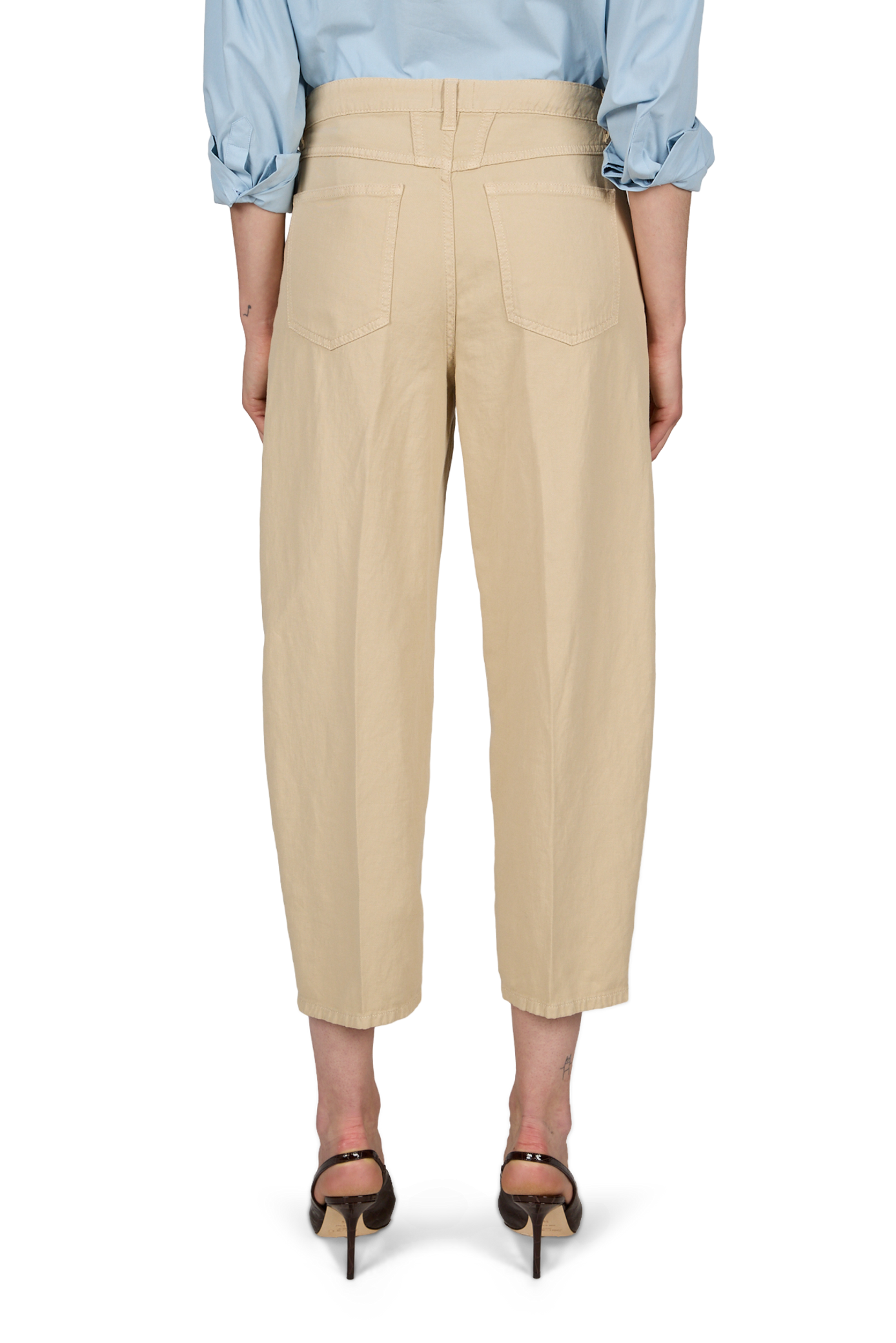 Stover-X 7/8 pants in blended cotton and linen CLOSED Beige