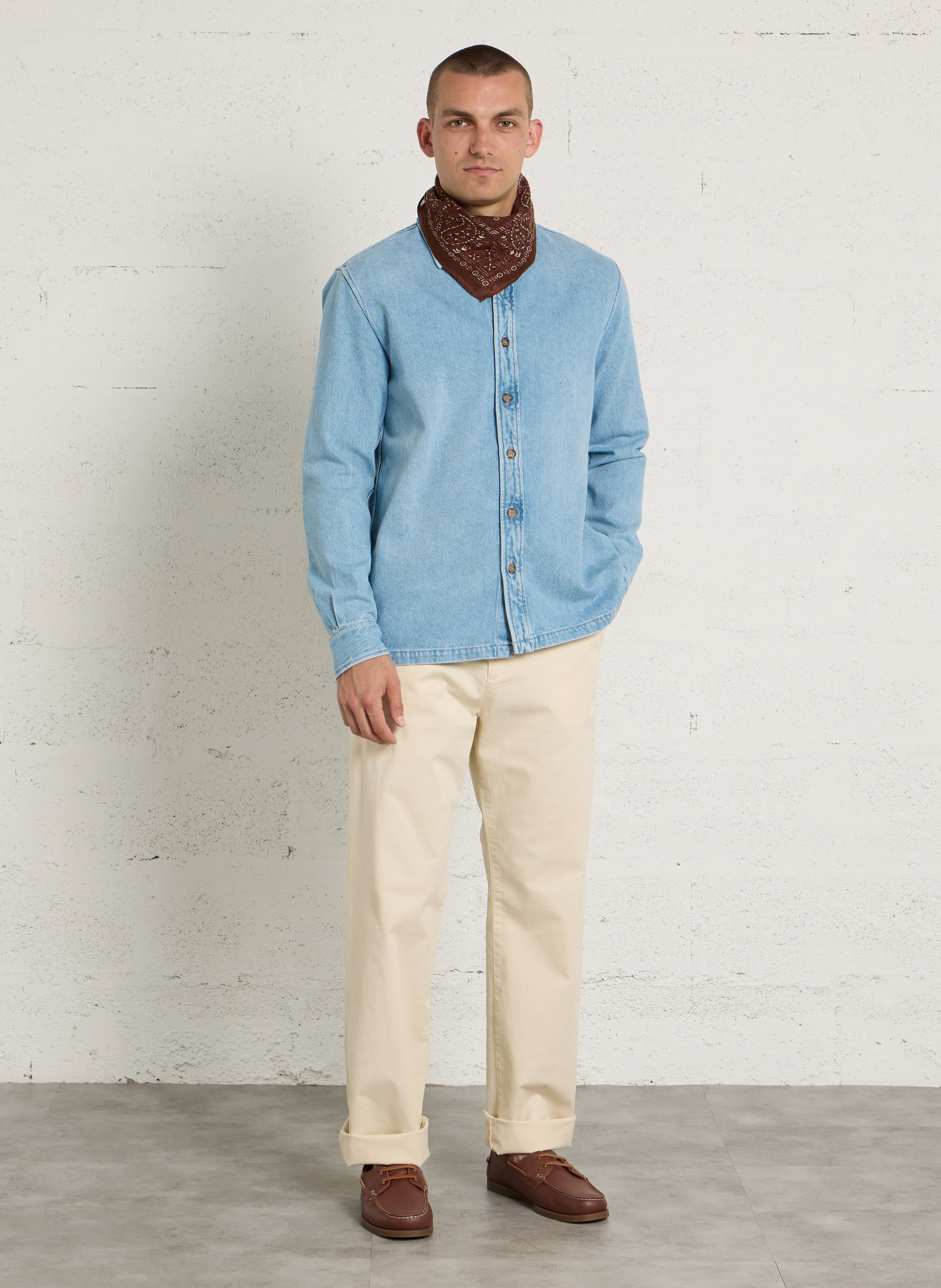 Chemise oversize col classique en coton mélangé IKKS Bleu