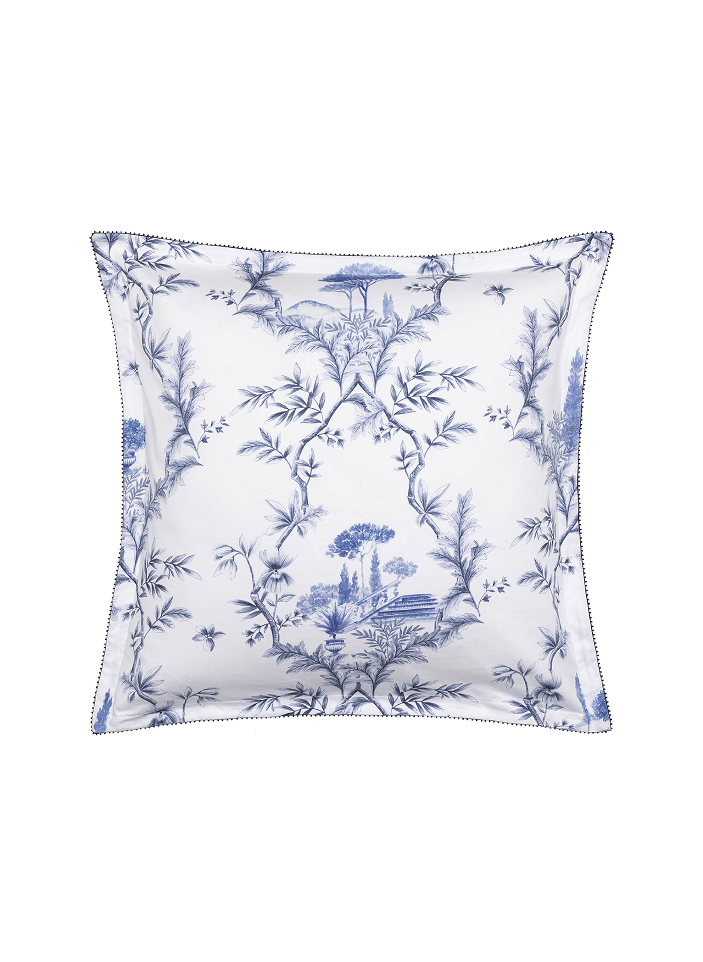 Taie d'oreiller imprimée en satin de coton bio, luberon ALEXANDRE TURPAULT Bleu