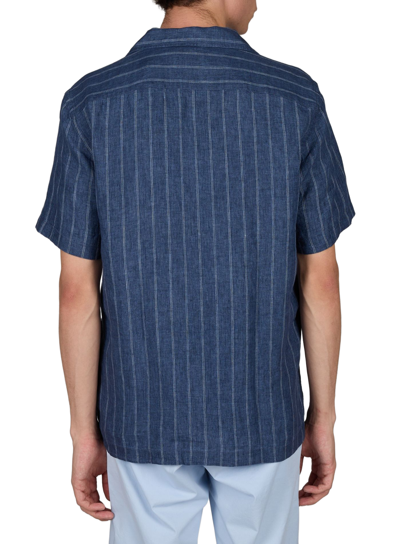 Short-sleeved linen shirt with stripes FACONNABLE Blue
