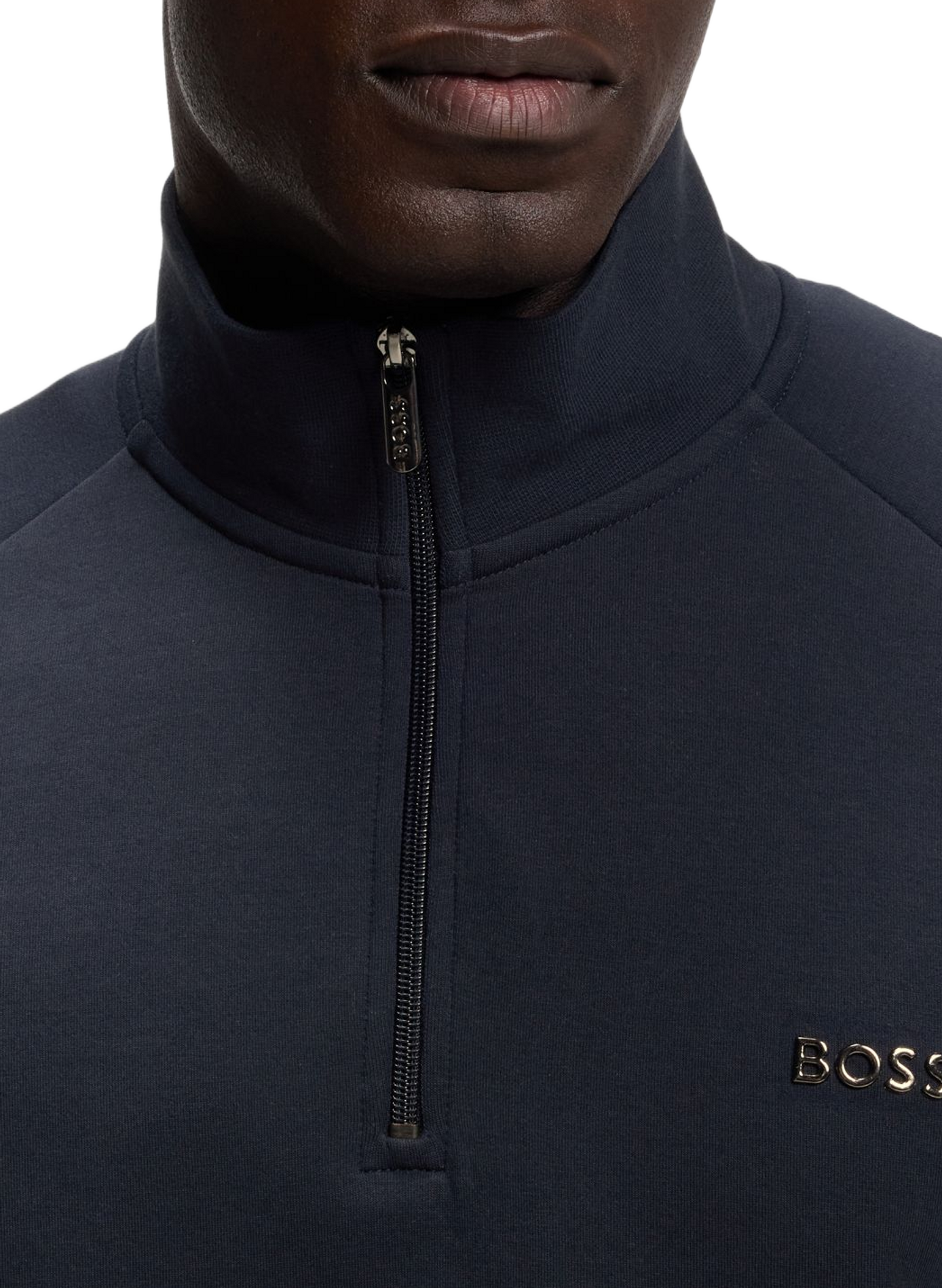 Sudadera de cuello alto de algodón mezclado BOSS Azul