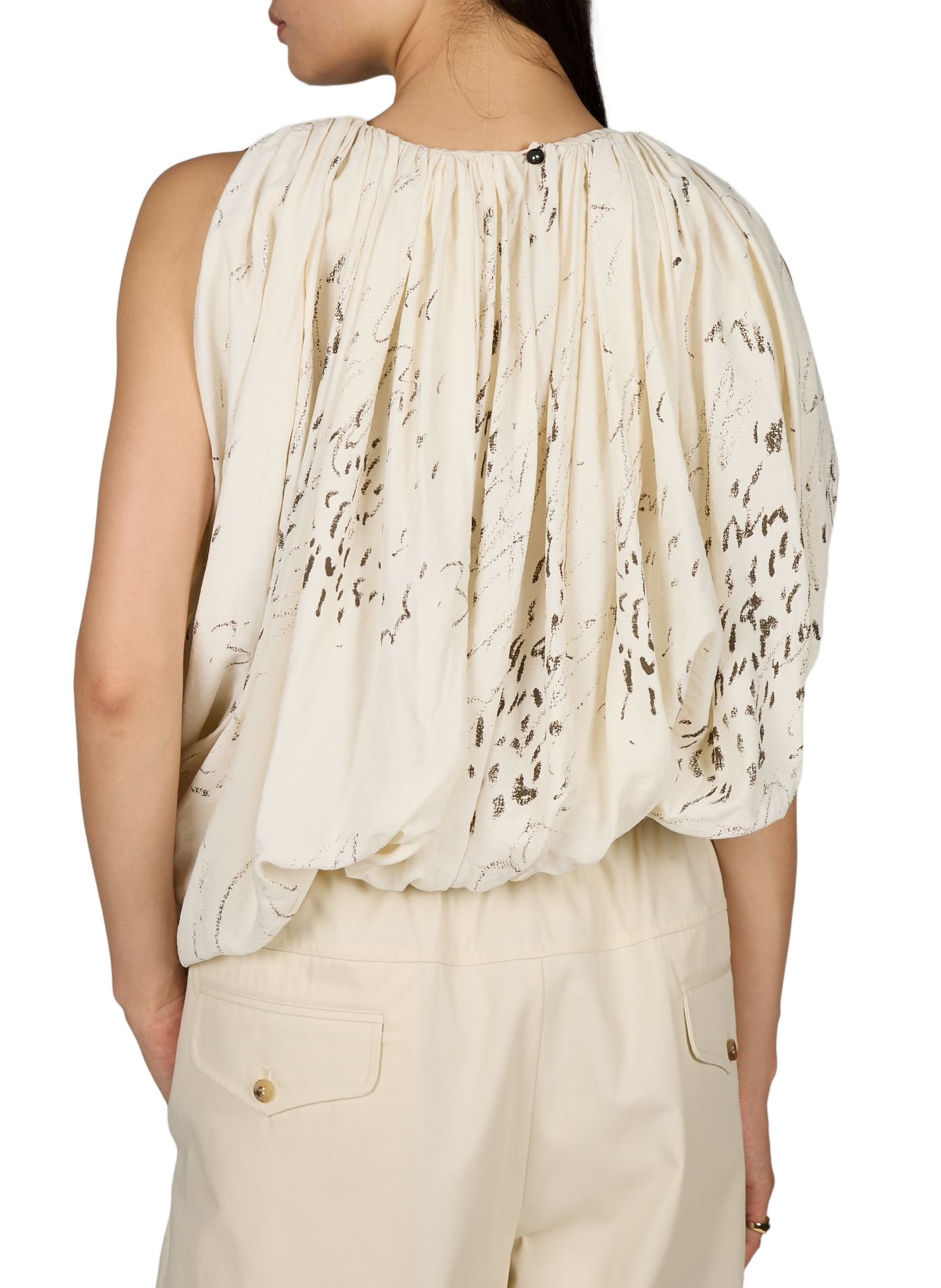 Asymmetrisches Top mit gemustertem Seidenmix LAMRONS Beige