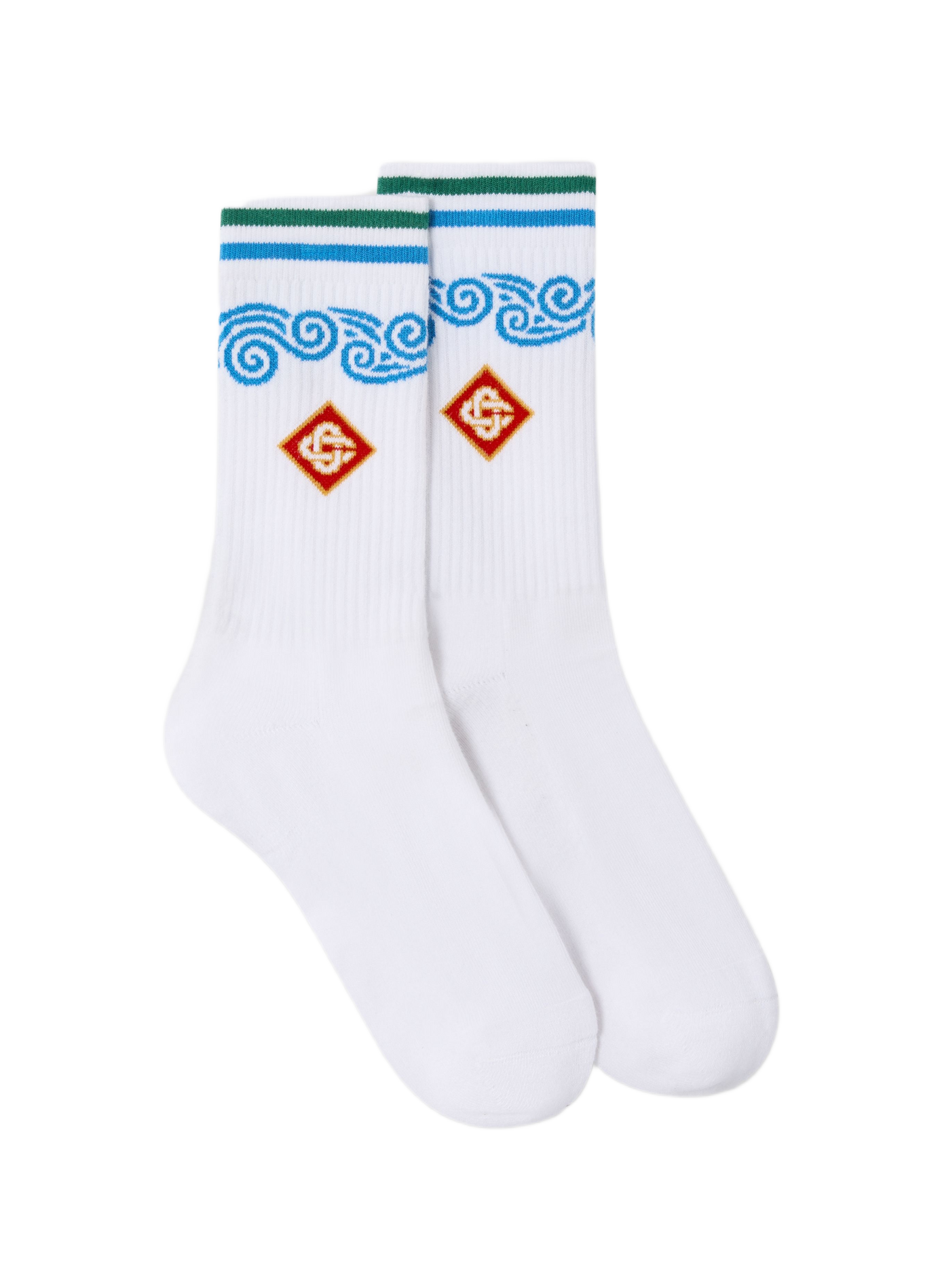 Chaussettes à imprimé logo et motif graphique en coton mélangé CASABLANCA PARIS Blanc