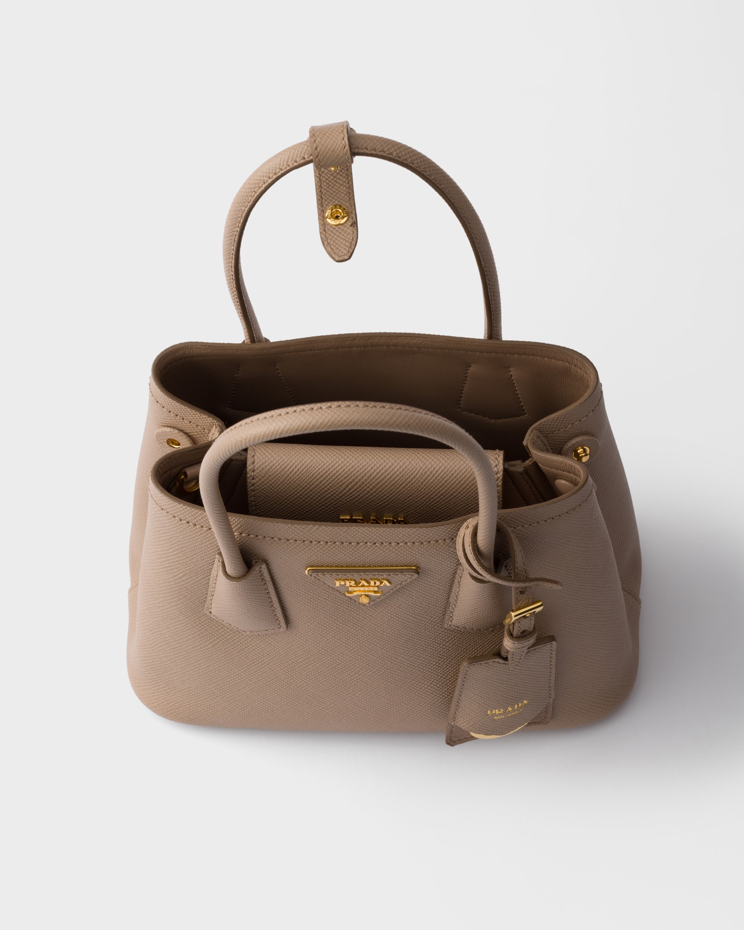 Mini sac prada double en cuir saffiano PRADA Rose