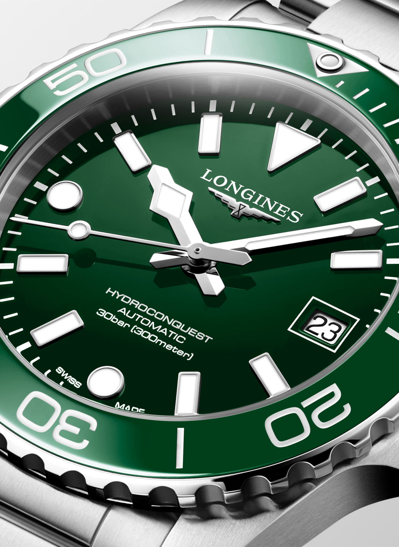 Montre automatique HydroConquest en acier inoxydable LONGINES Vert