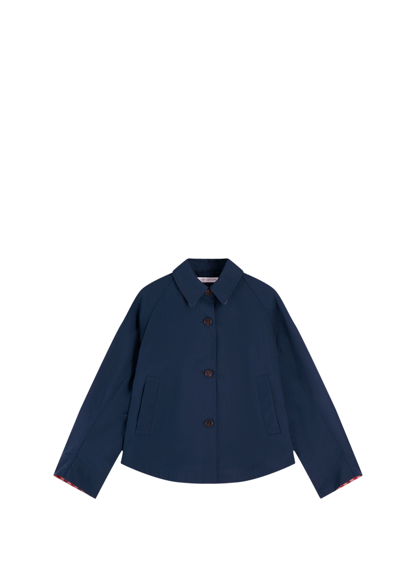 Jacket with classic collar in blended cotton  Dark night navy