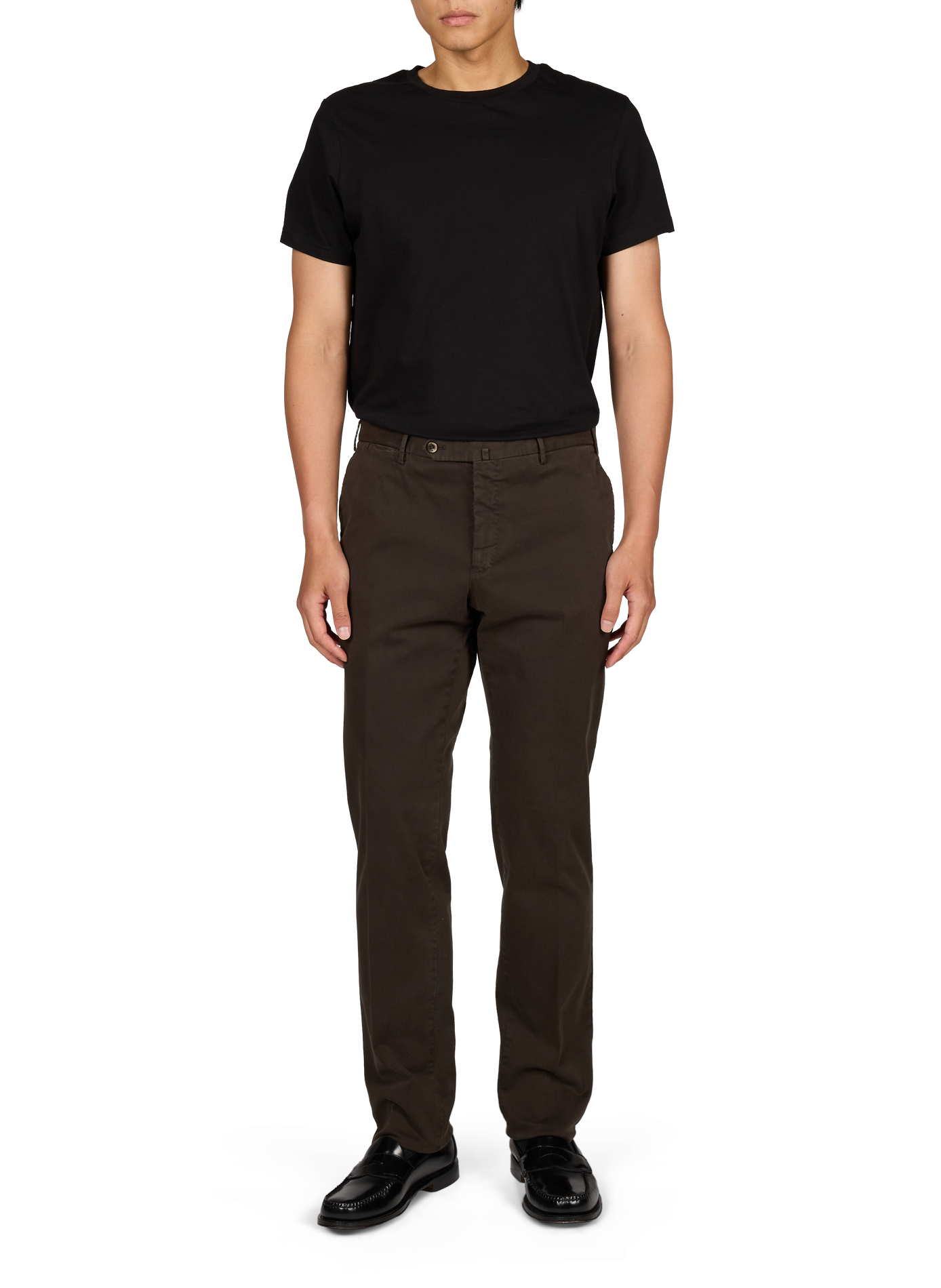 Schmale Hose mit Falten aus Baumwolle PT01 Khaki
