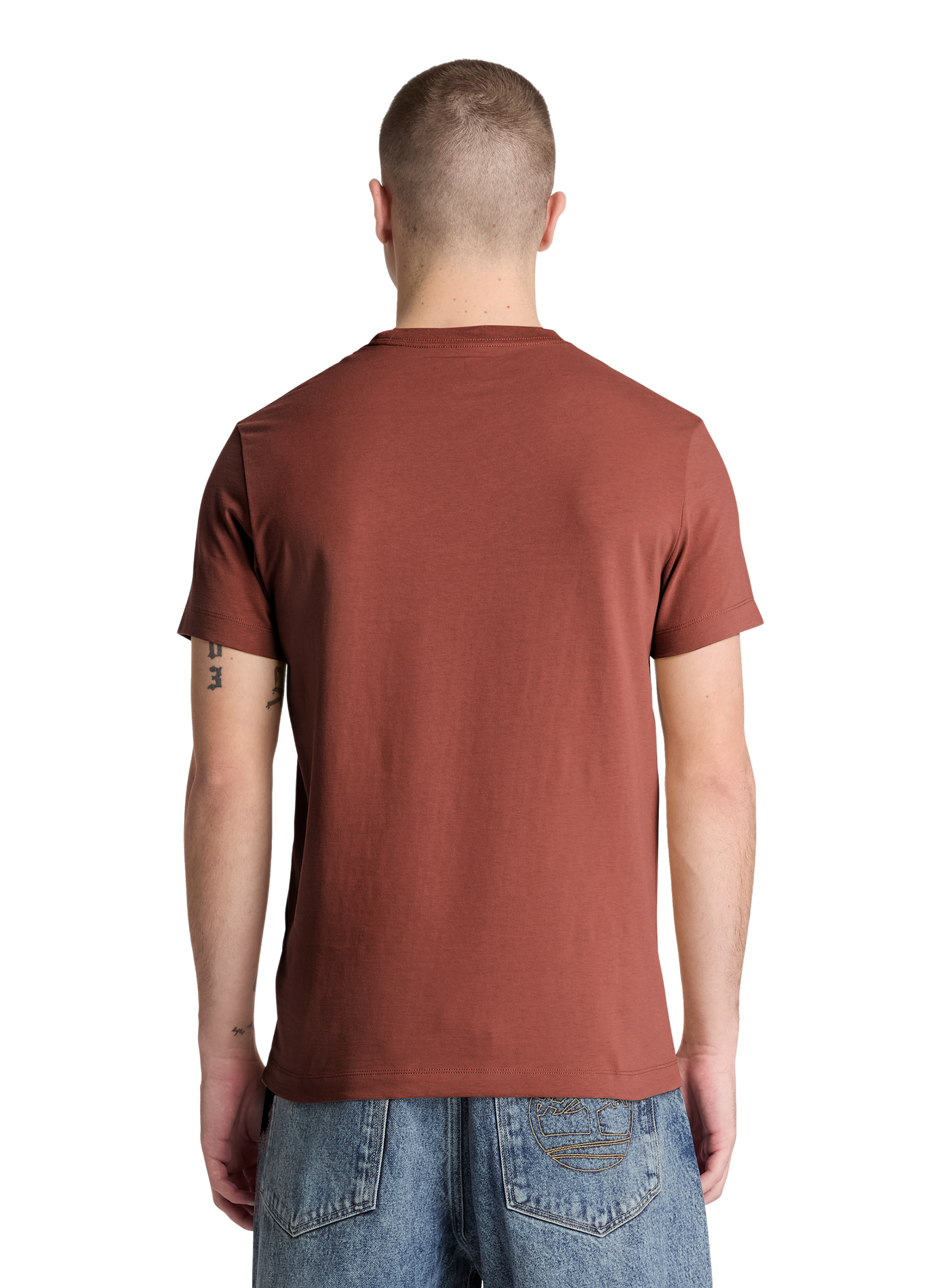 Gerader T-Shirt mit gesticktem Logo aus Baumwolle TIMBERLAND Braun