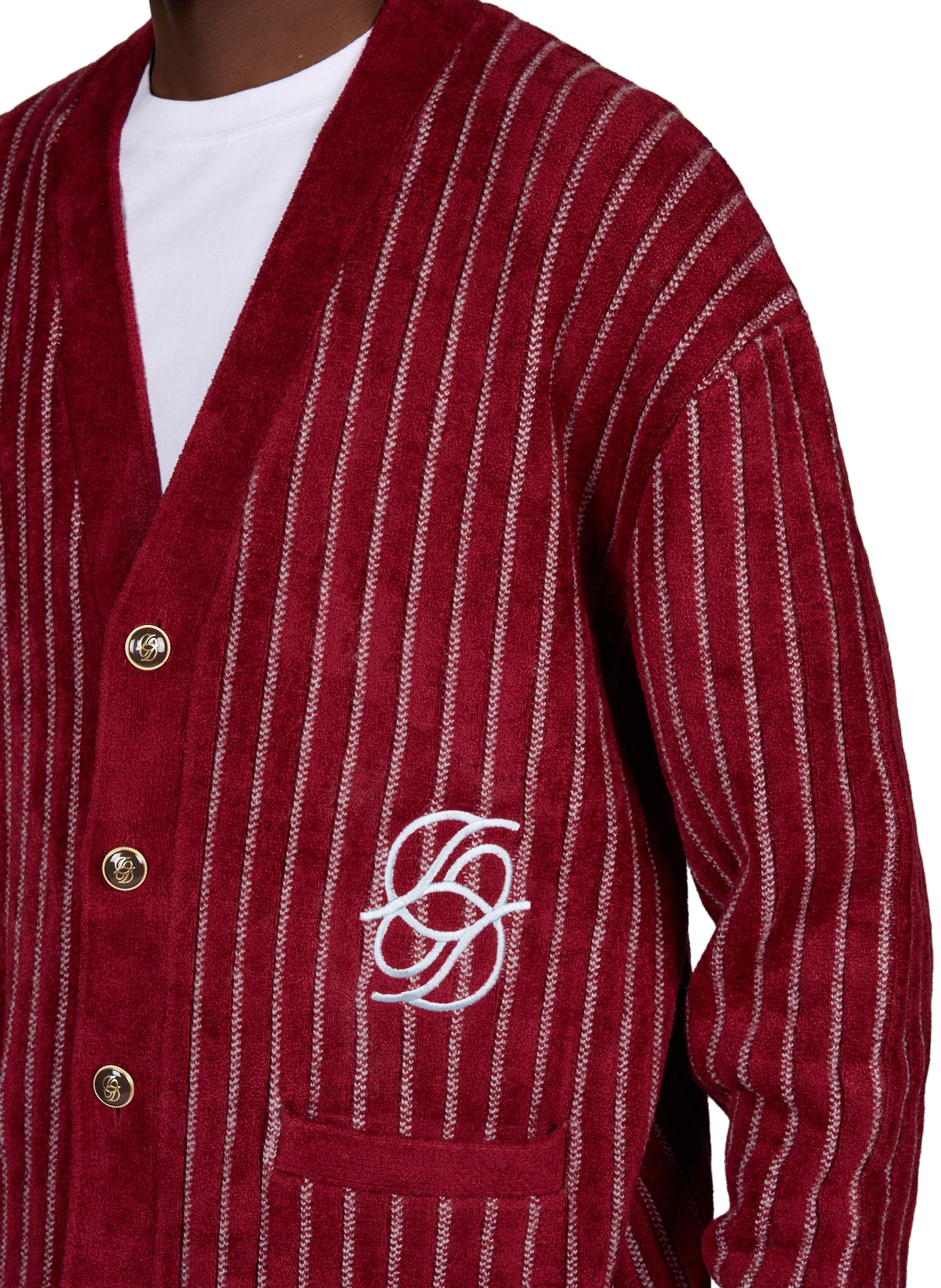 Gilet boutonné à rayures DROLE DE MONSIEUR Rouge