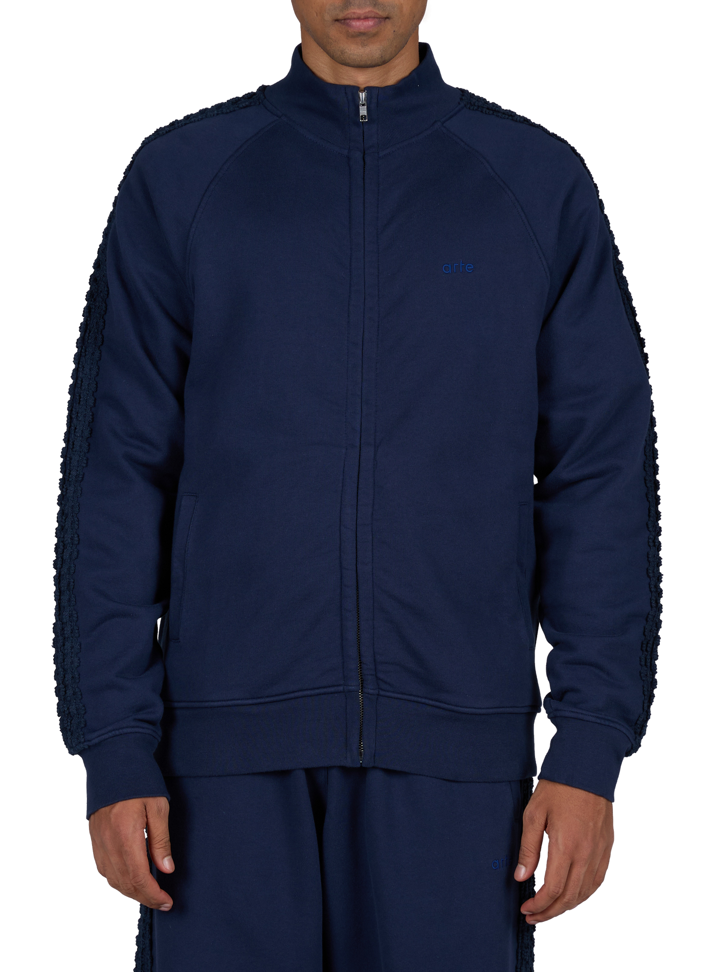 Gerade geschnittene Jacke mit Stehkragen aus Baumwolle. ARTE ANTWERP Blau