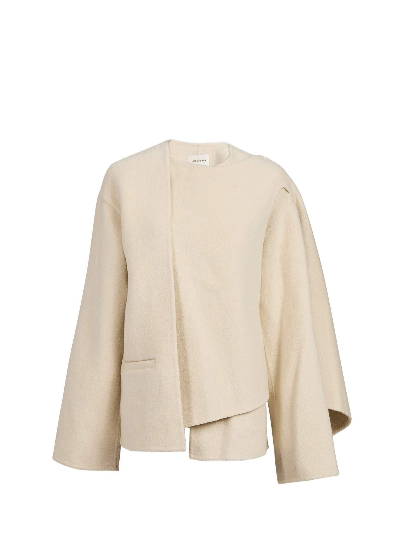 Manteau court Astra en laine, alpaga et soie VIKTORIA CHAN Beige