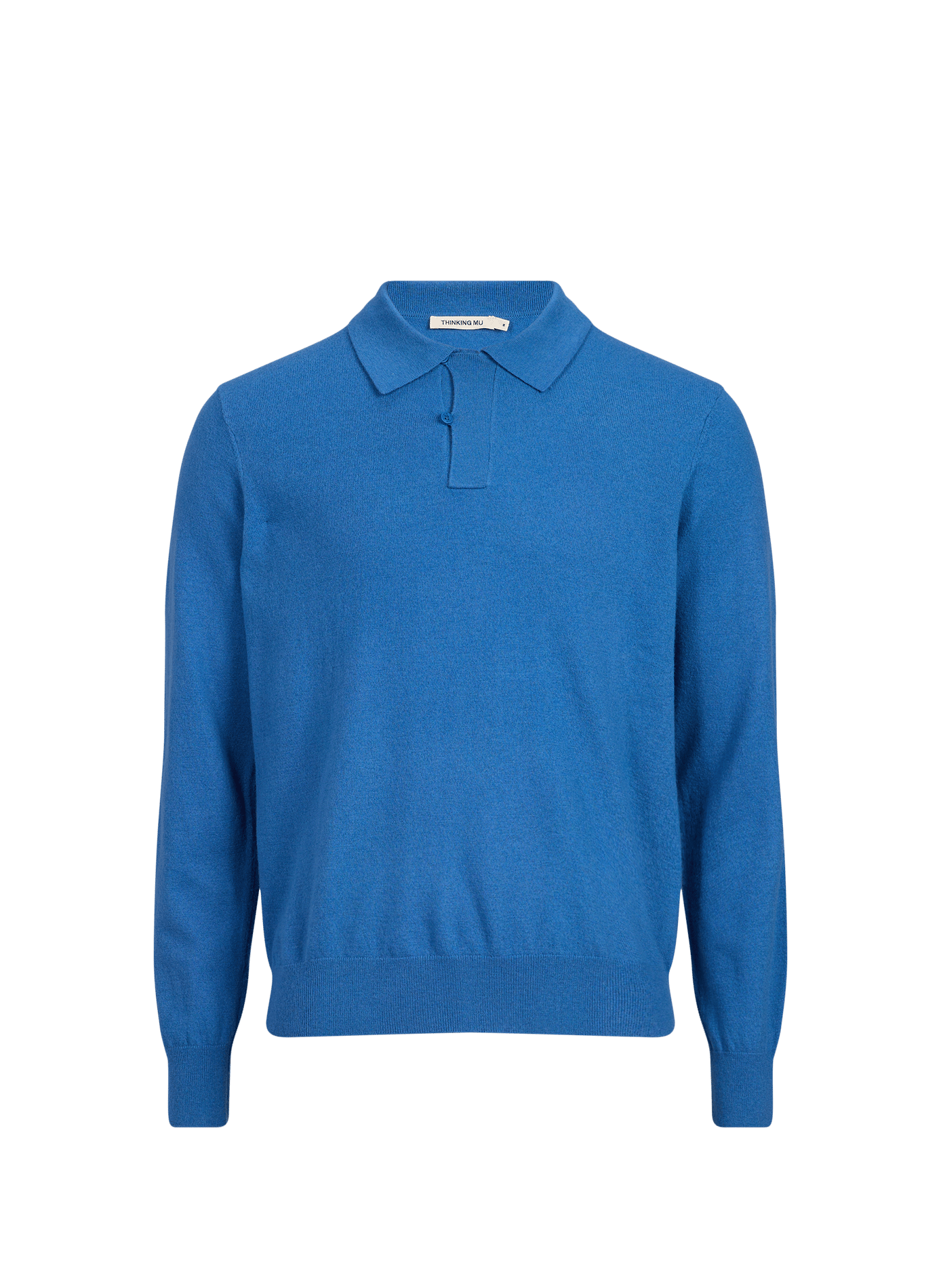 Pull droit col classique en laine mérinos THINKING MU Bleu