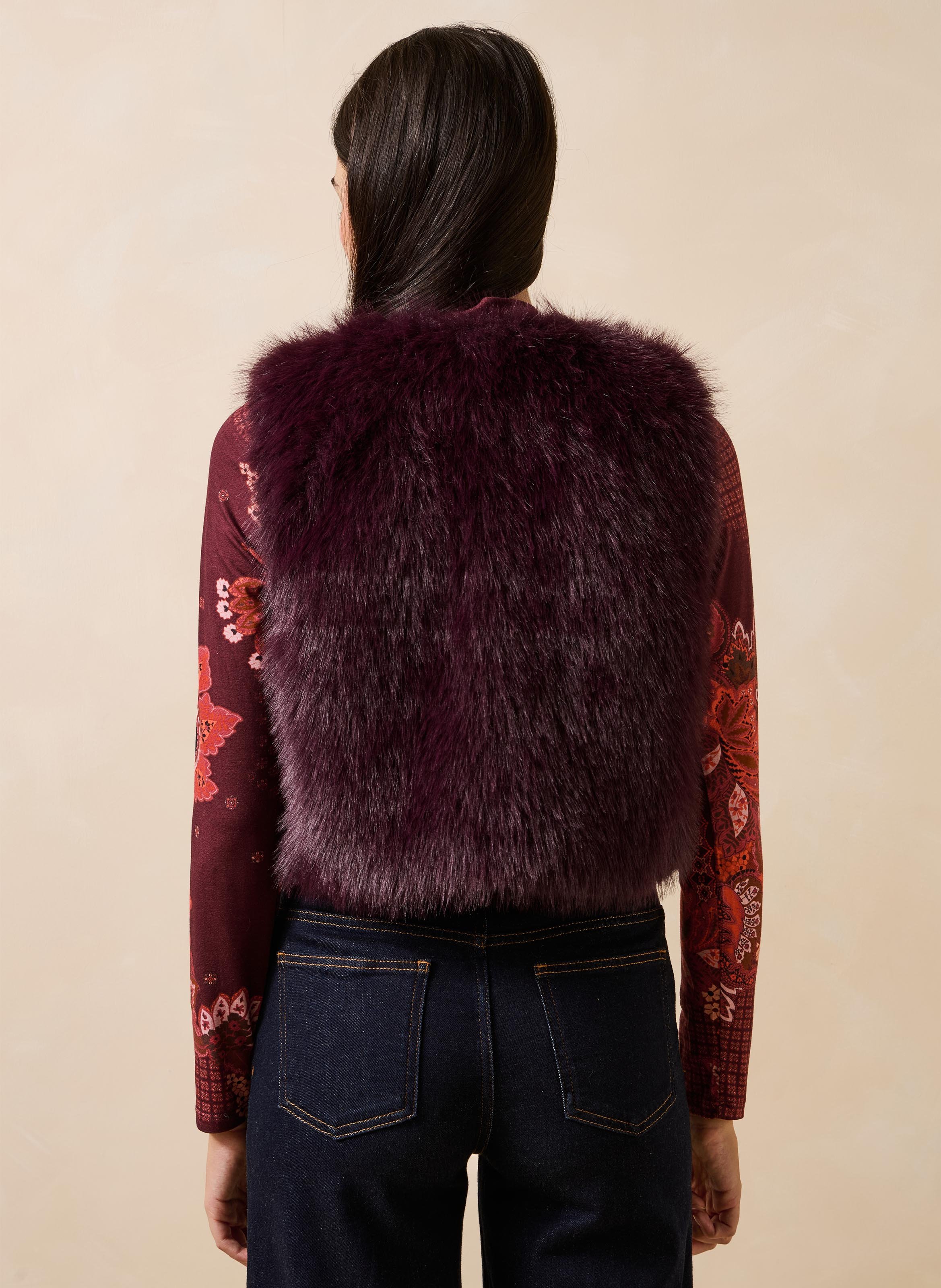 Veste droite sans manches effet fourrure LA FEE MARABOUTEE Violet