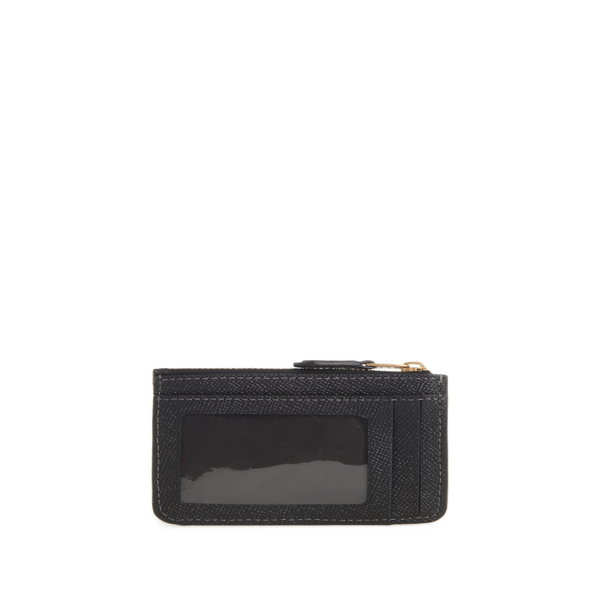 Coach Leather Card Holder With Chain In Black