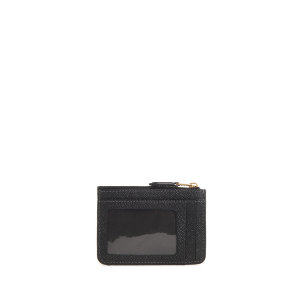 Coach Leather Card Holder With Chain In Black
