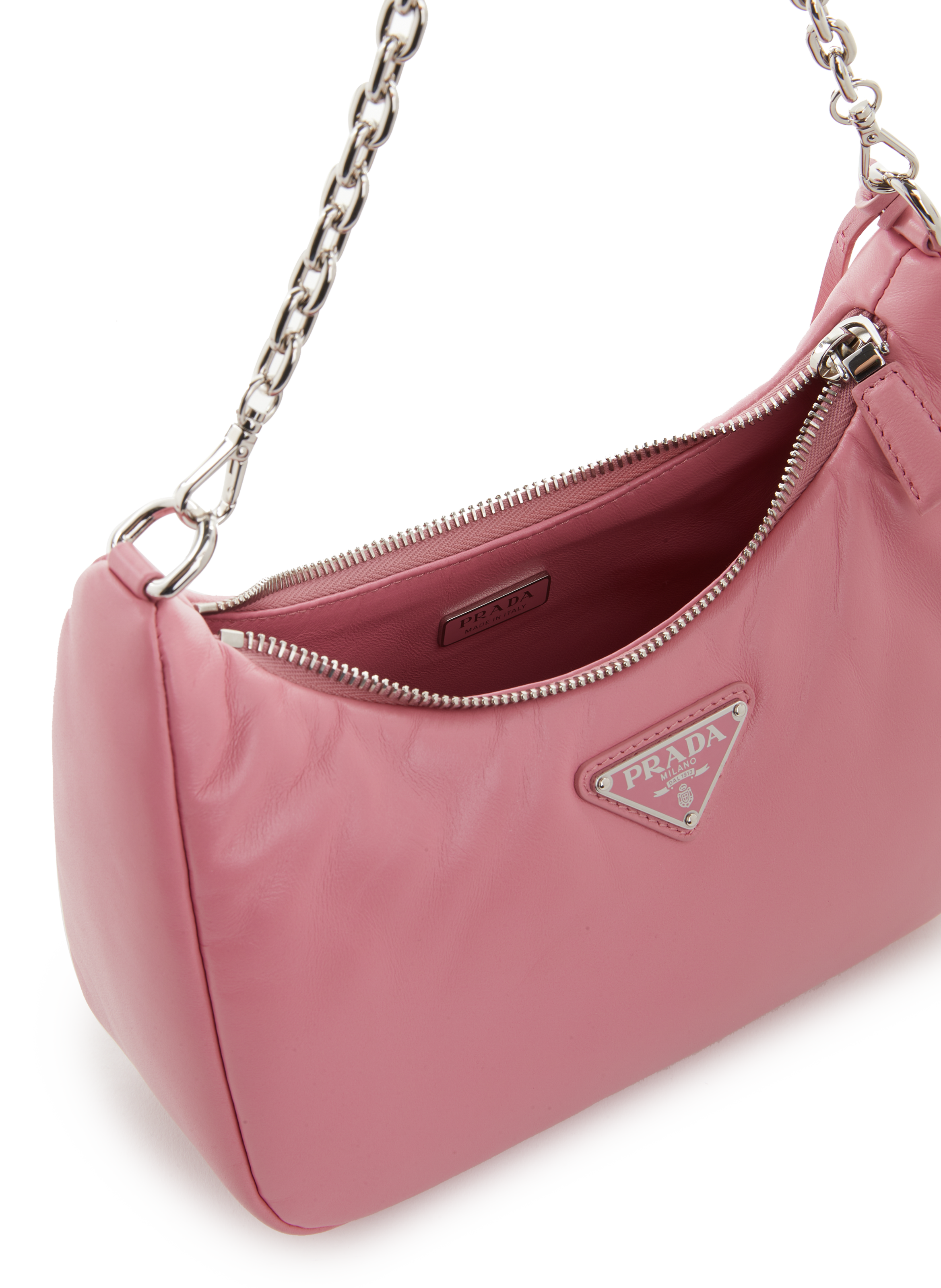 Leather shoulder bag PRADA Pink
