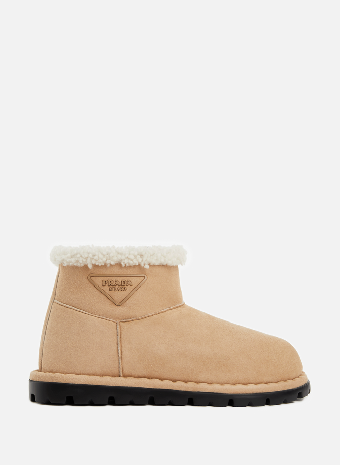 Fur-lined suede ankle boots PRADA
