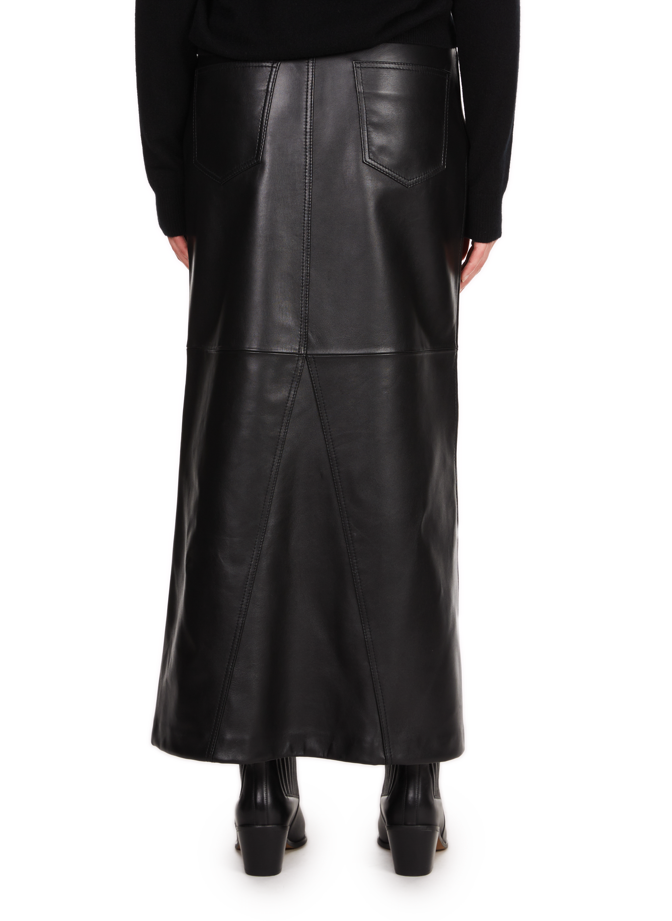 Jupe midi Unia en cuir  SAISON 1865 Noir