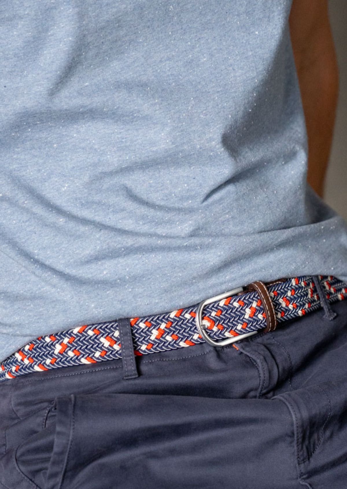 Ceinture tressée élastique multicolore BILLYBELT Bleu