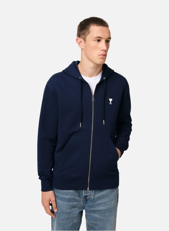 Hoodie ami de coeur ecru Bleu by AMI PARIS AMI PARIS Hoodie ami de coeur ecru Bleu