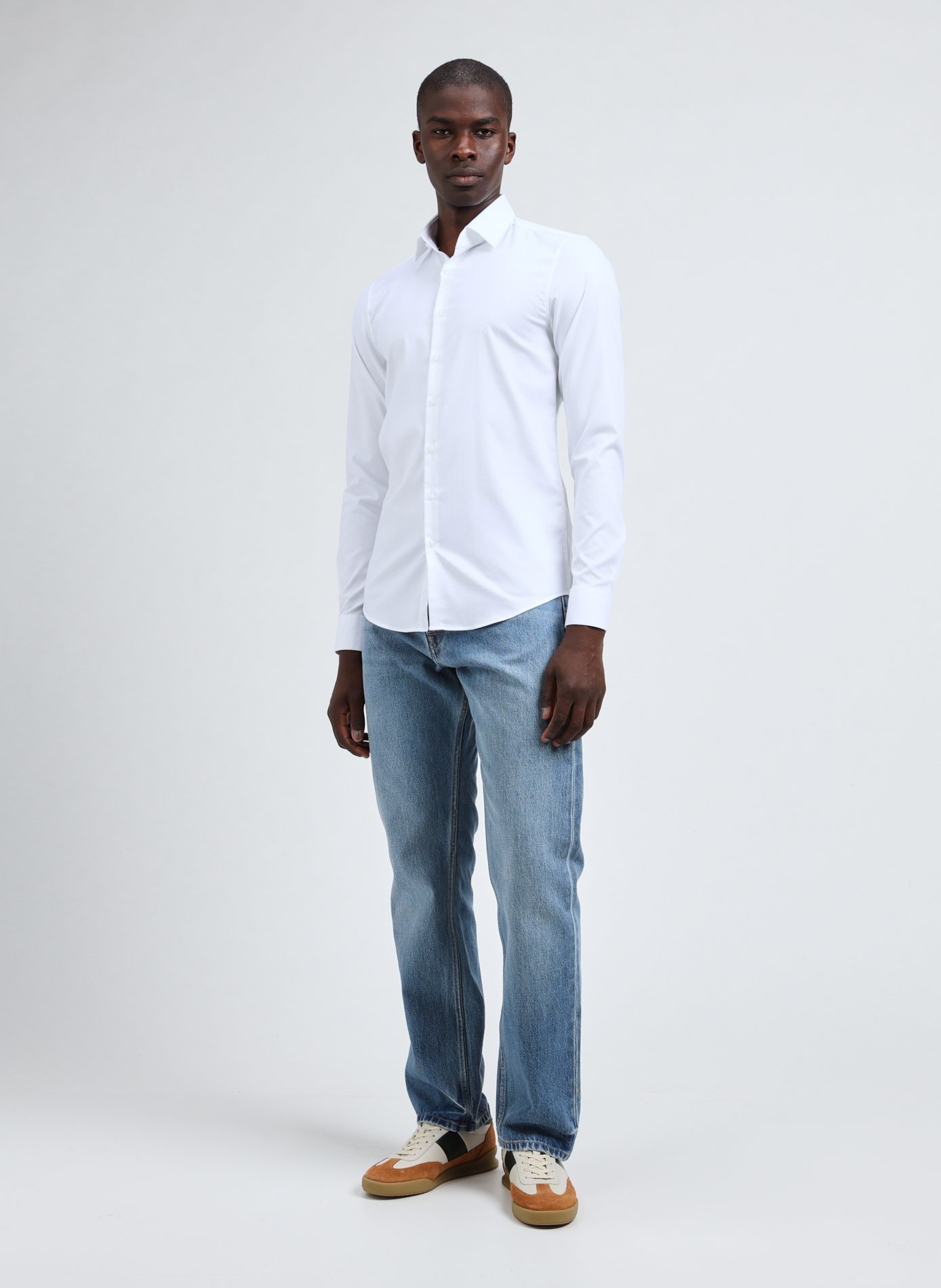 Chemise manches longues en coton mélangé CALVIN KLEIN Blanc