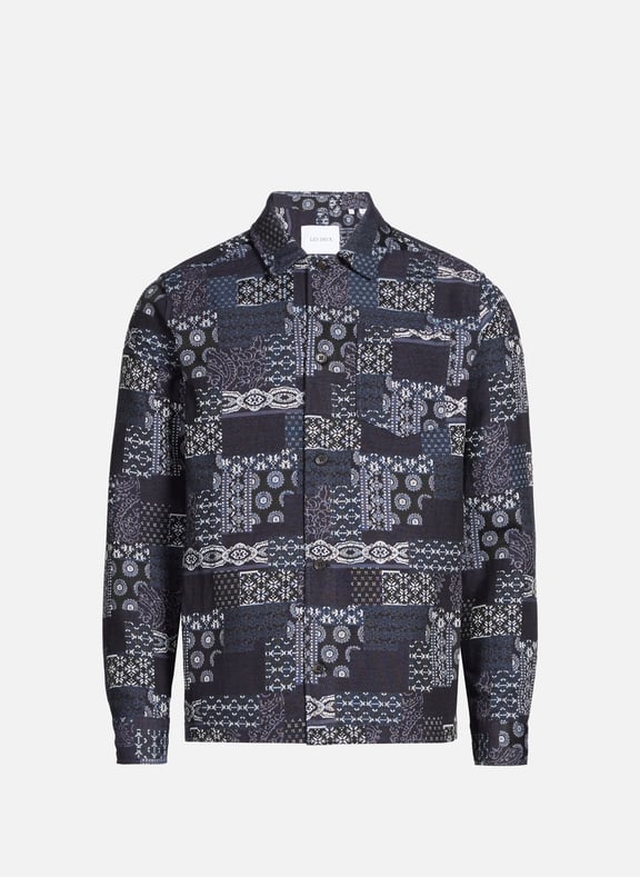 Veste Layton à jacquard effet patchwork Bleu by LES DEUX LES DEUX Veste Layton à jacquard effet patchwork Bleu