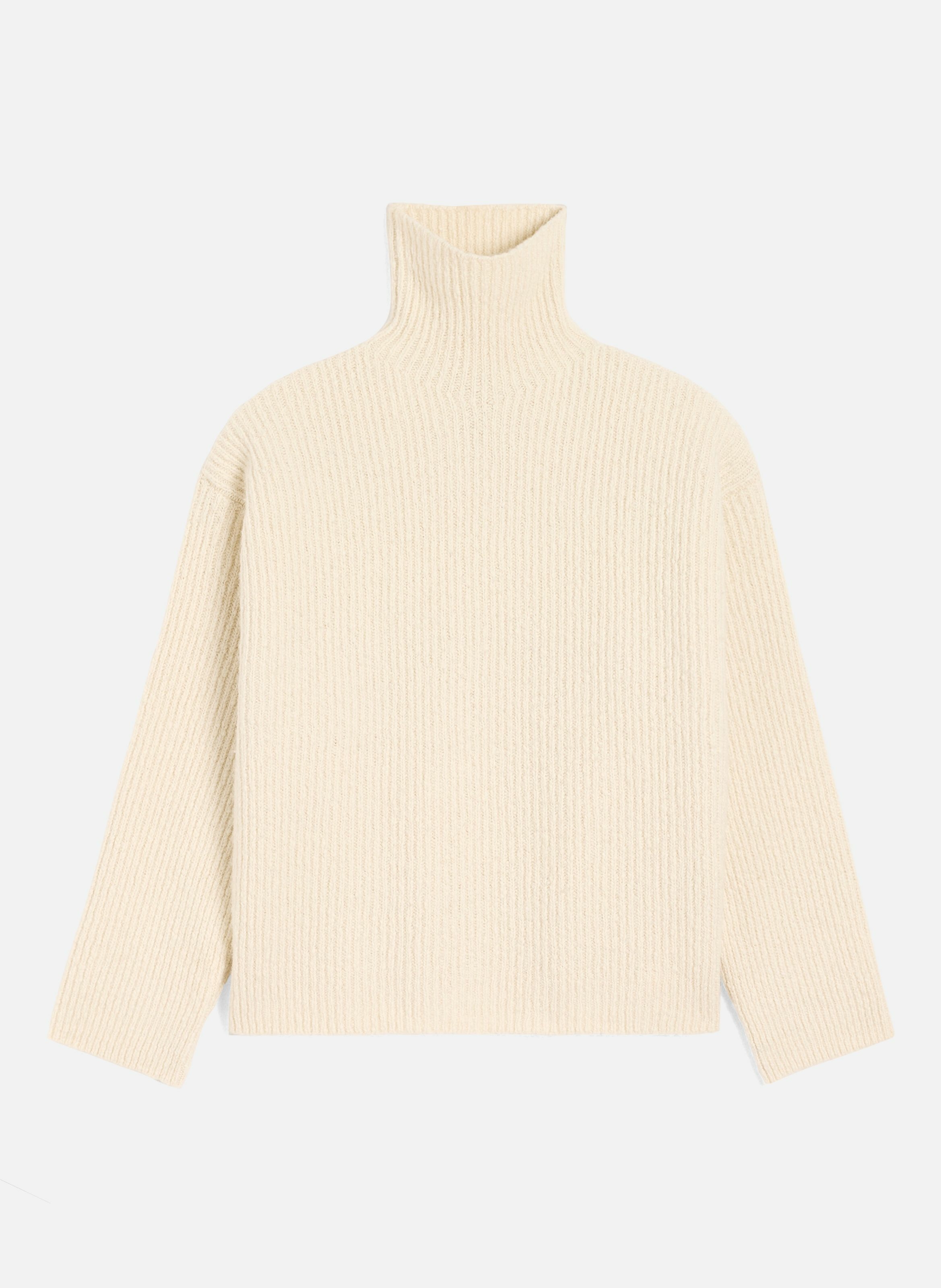 Pull col cheminée en laine unisexe AMI PARIS Blanc