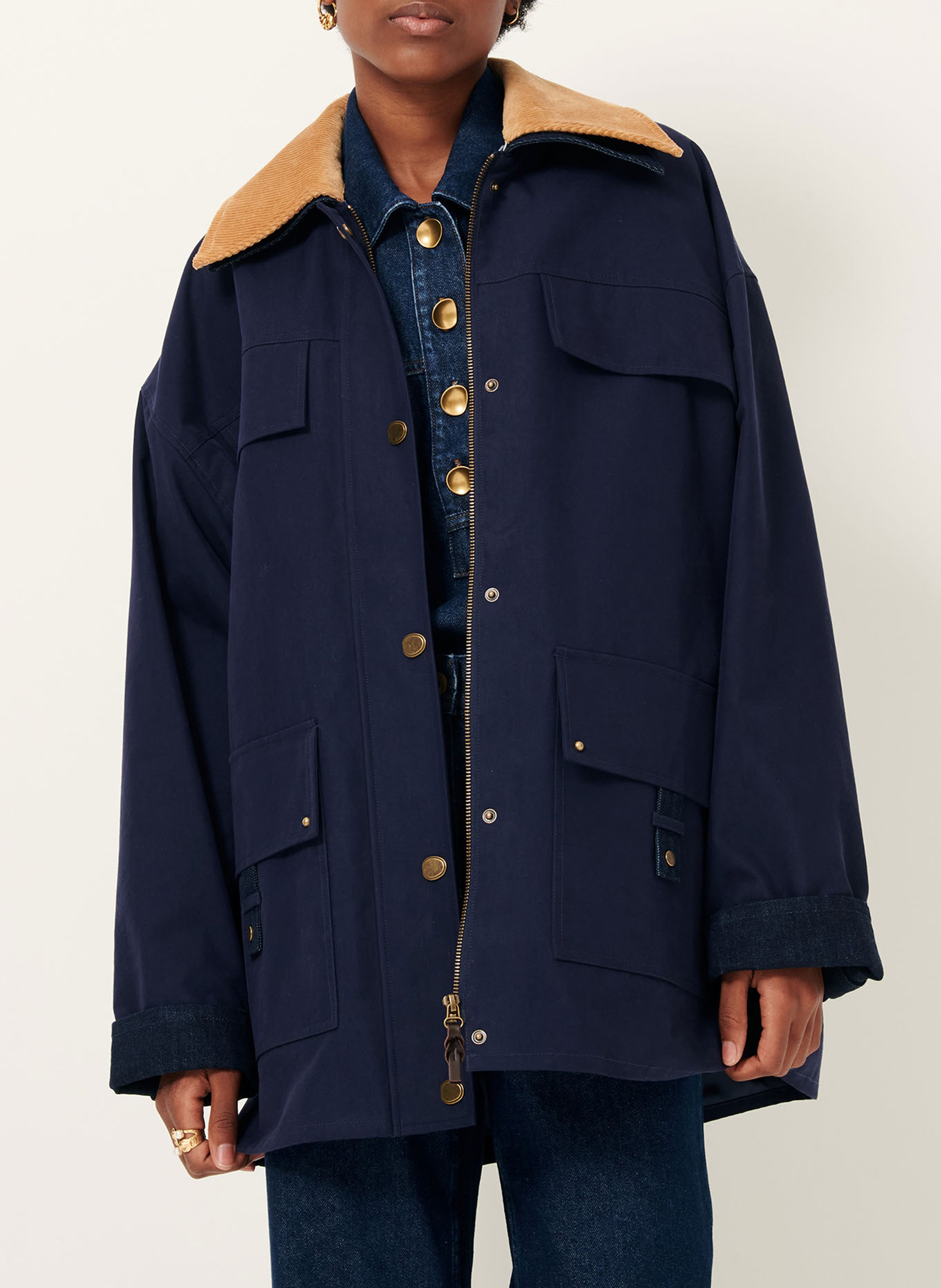 Veste oversize en coton mélangé hugues SESSUN Bleu