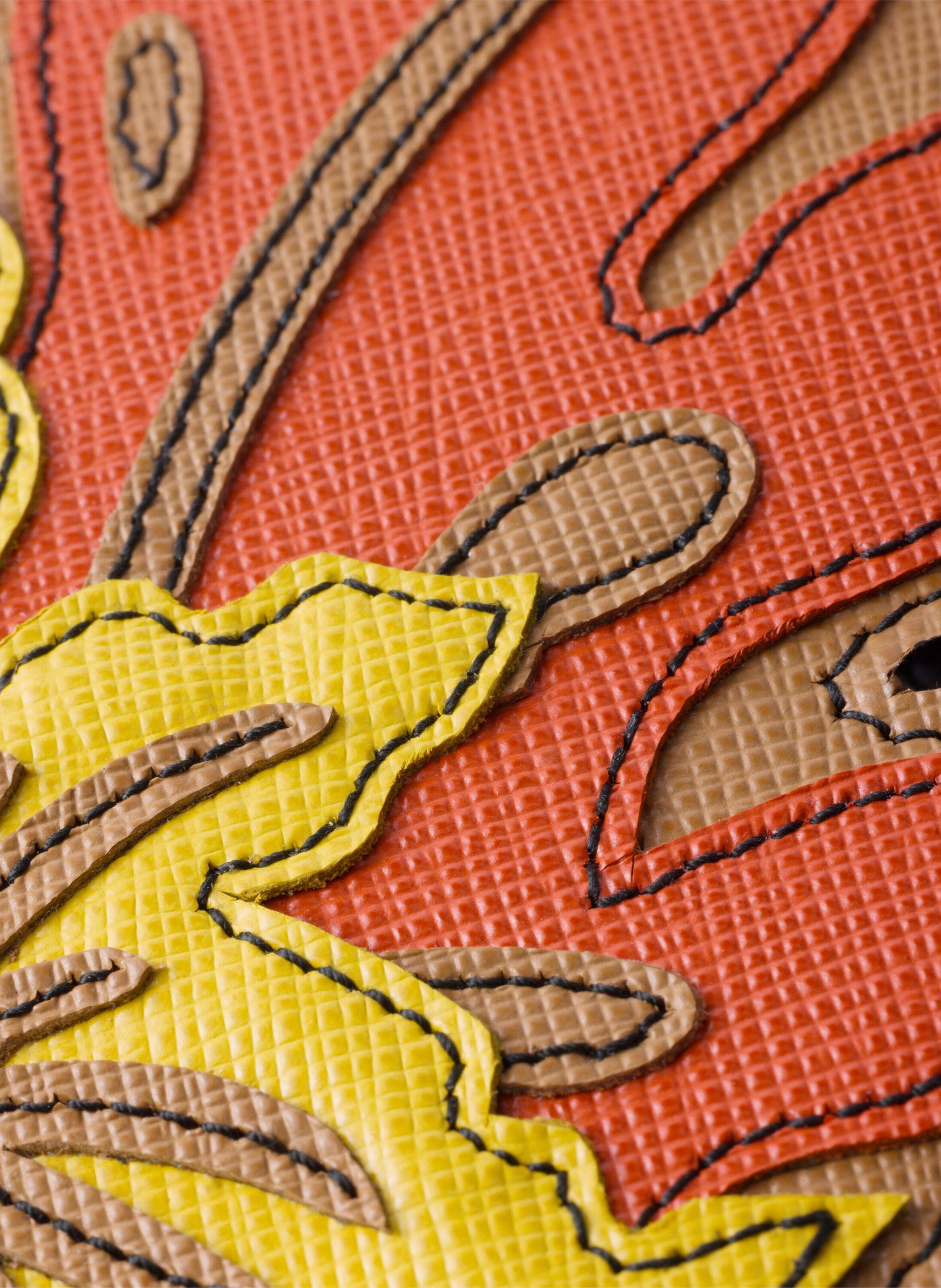 Porte-nom en cuir saffiano PRADA Beige