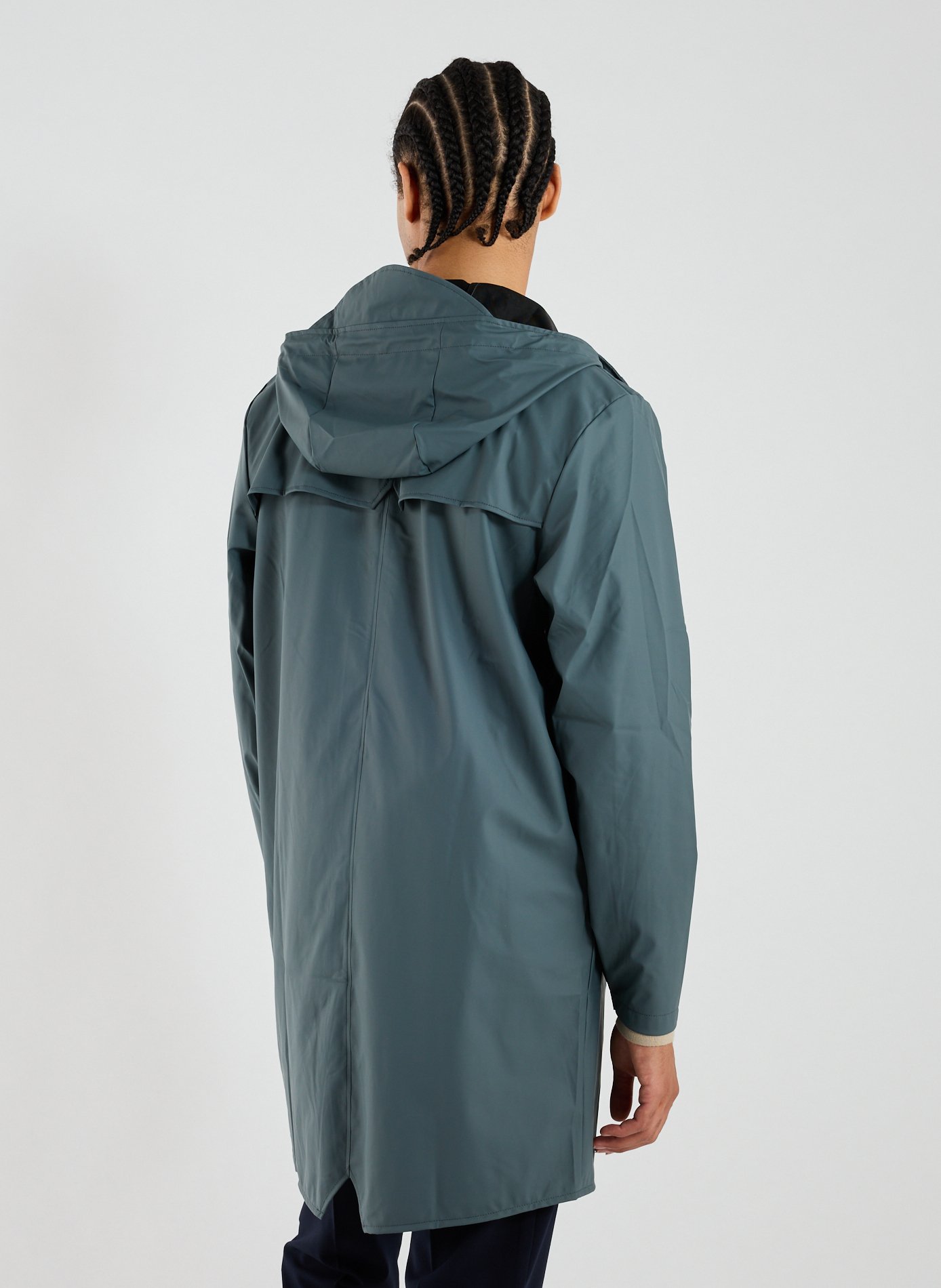 Imperméable long à capuche RAINS Bleu