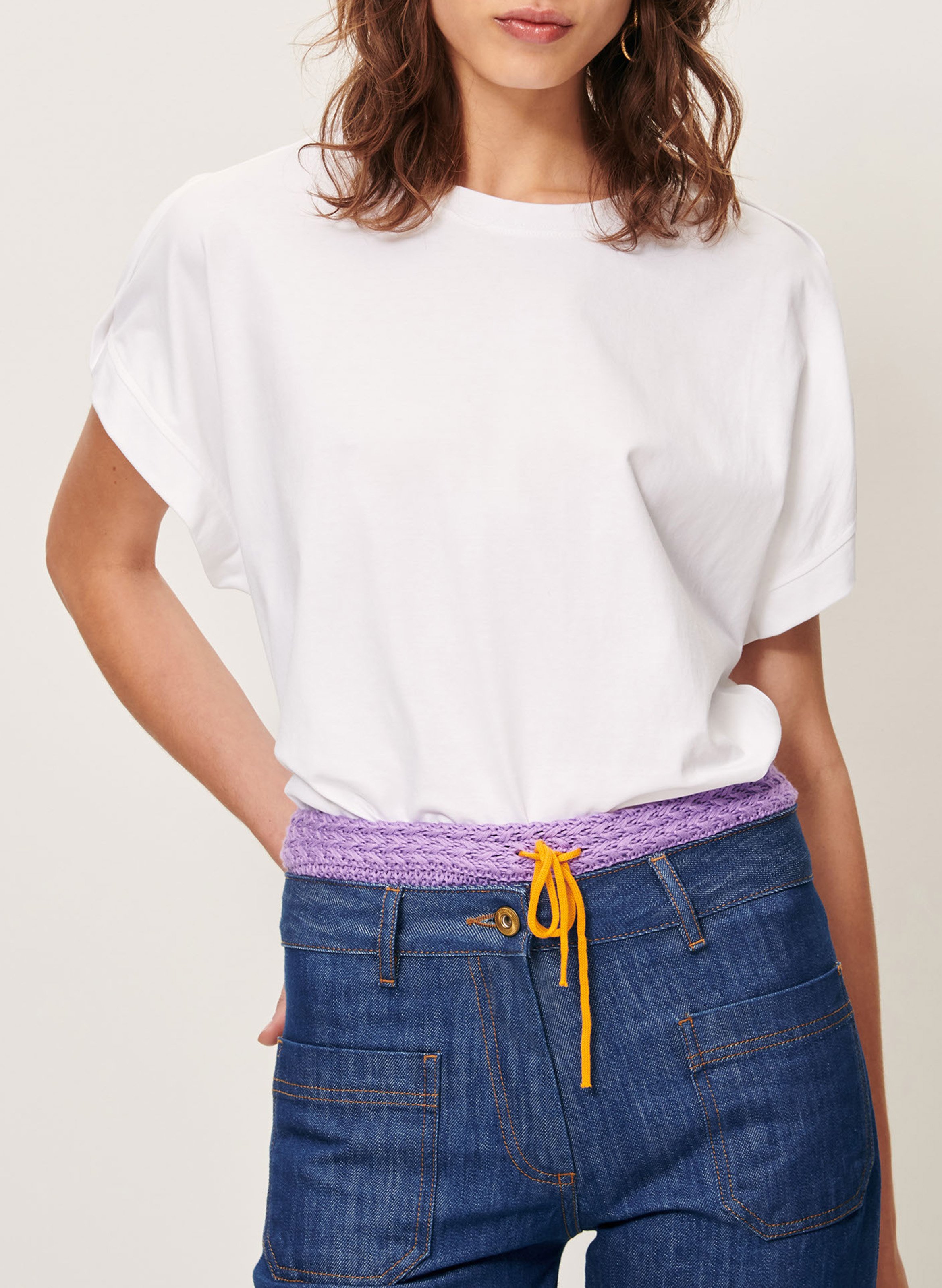 Tee-shirt court ample uni en coton tadao SESSUN Blanc