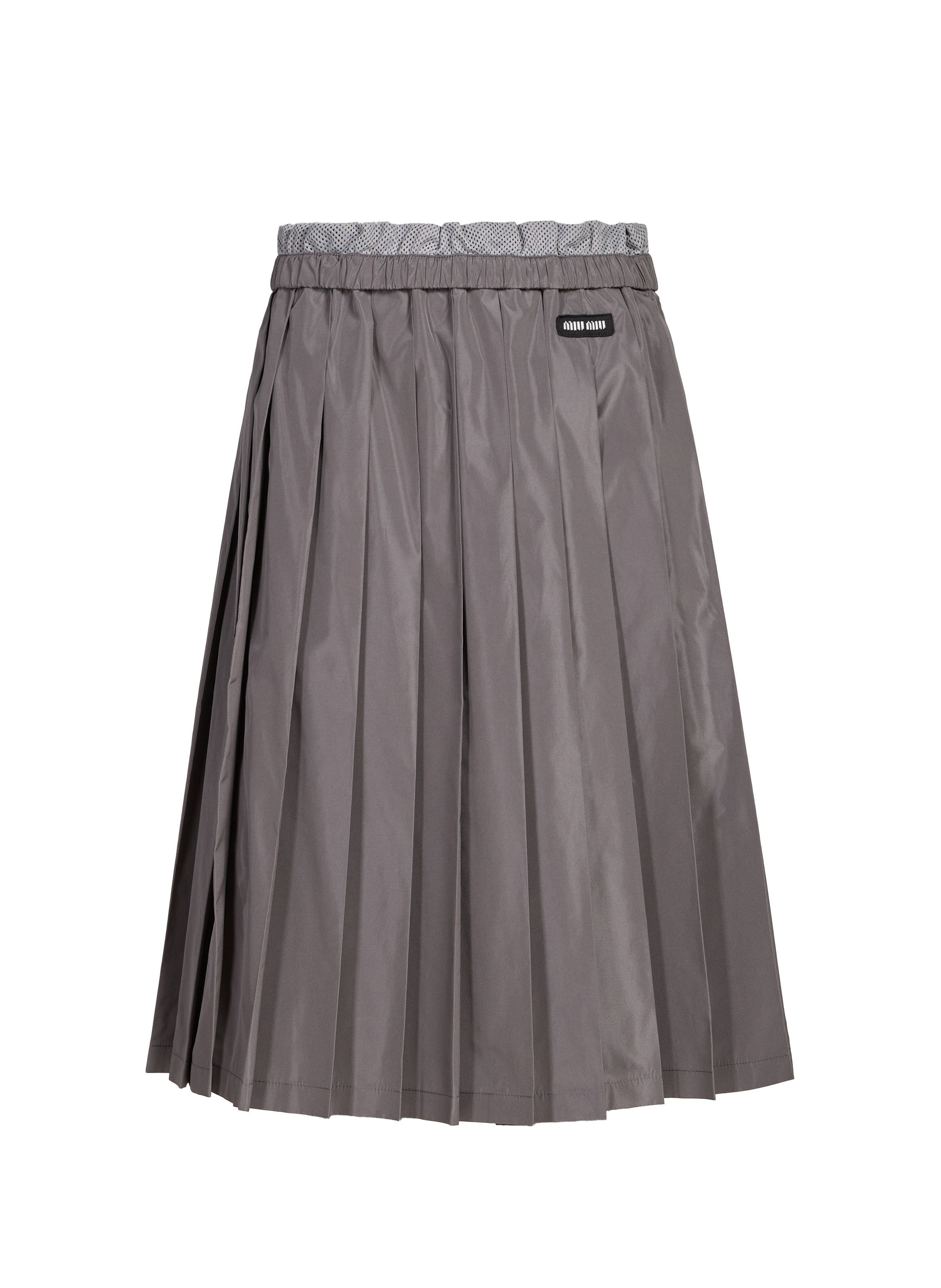 Pleated technical silk skirt Grey