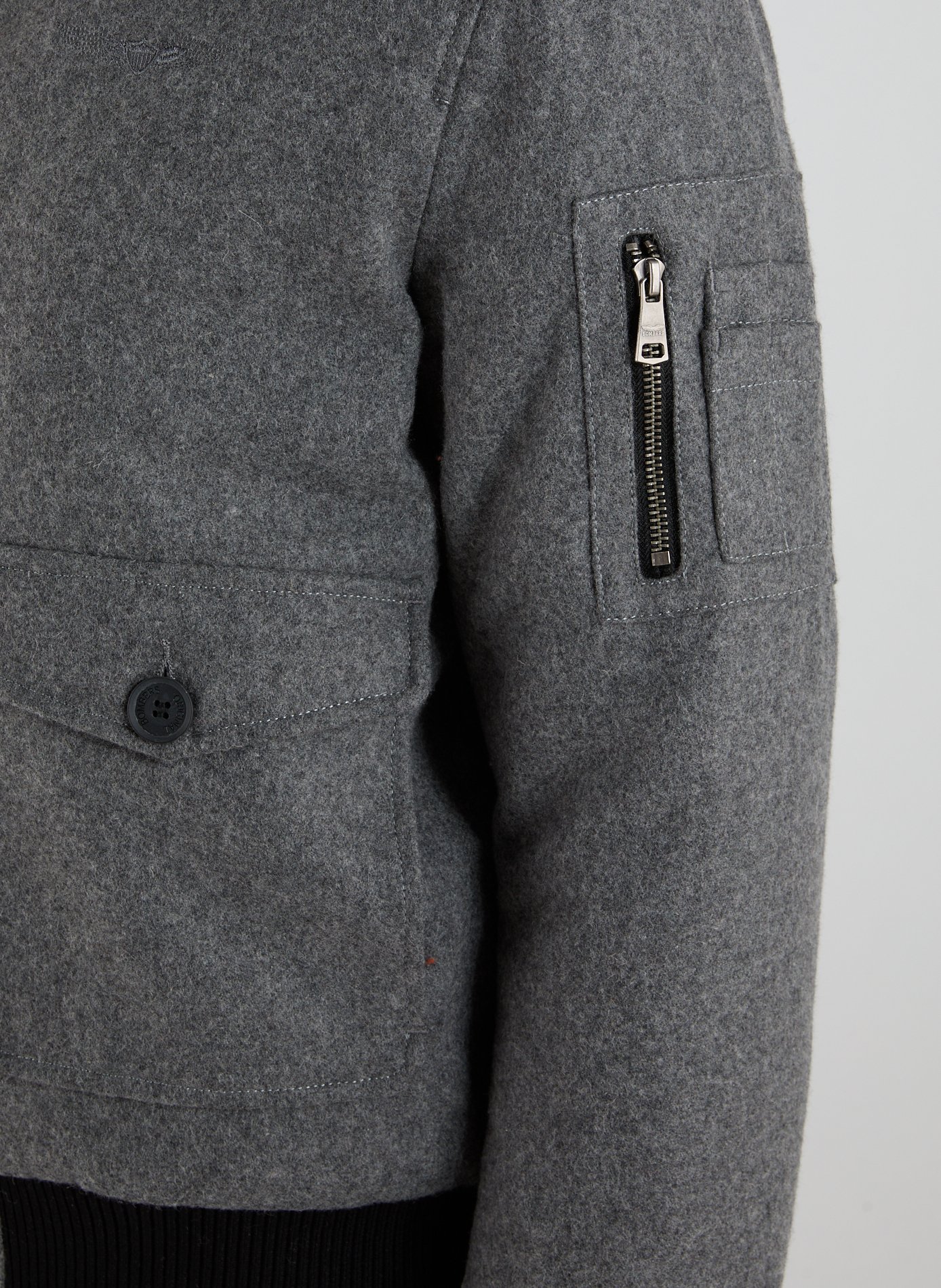 Veste ample à col contrasté en laine mélangée BOMBERS ORIGINAL Gris