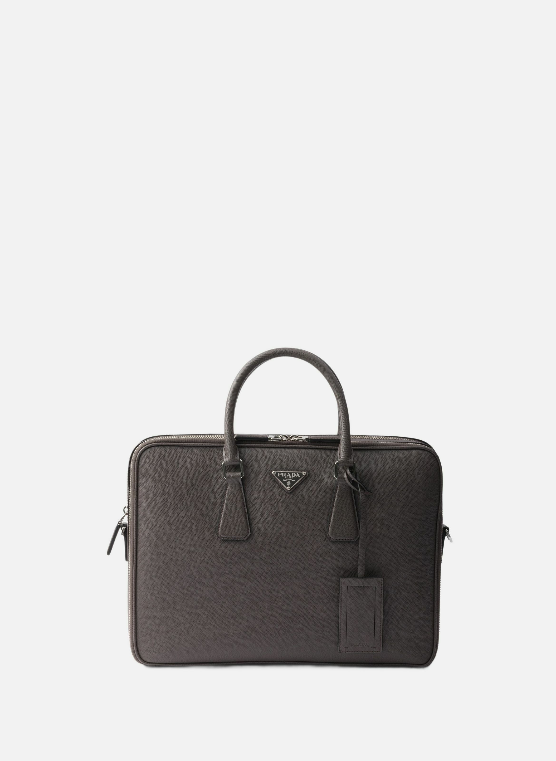 Mallette en cuir saffiano PRADA Gris