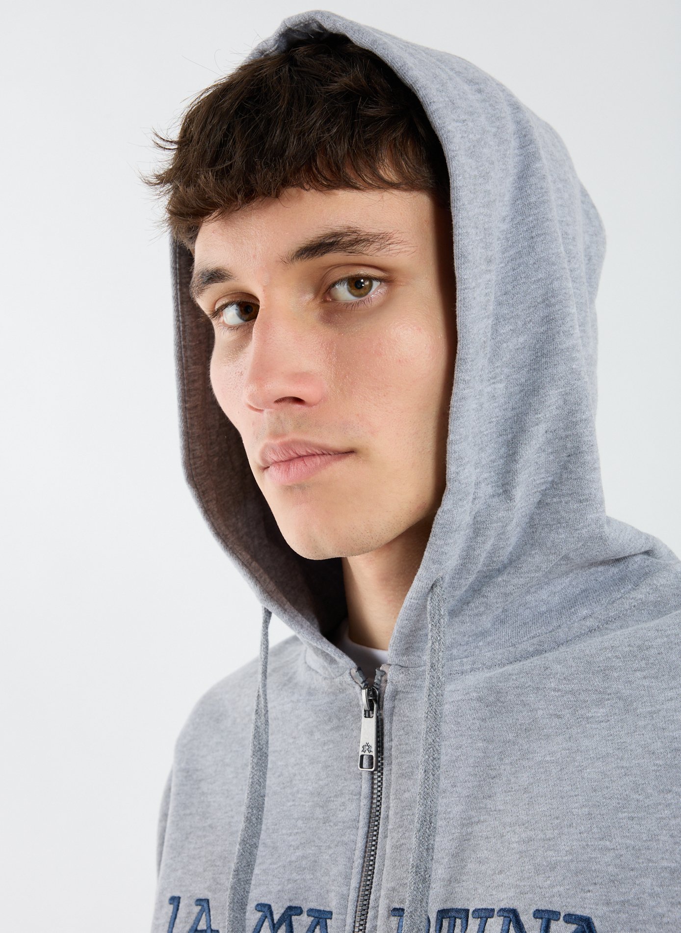 Hoodie à glissère en coton LA MARTINA Gris