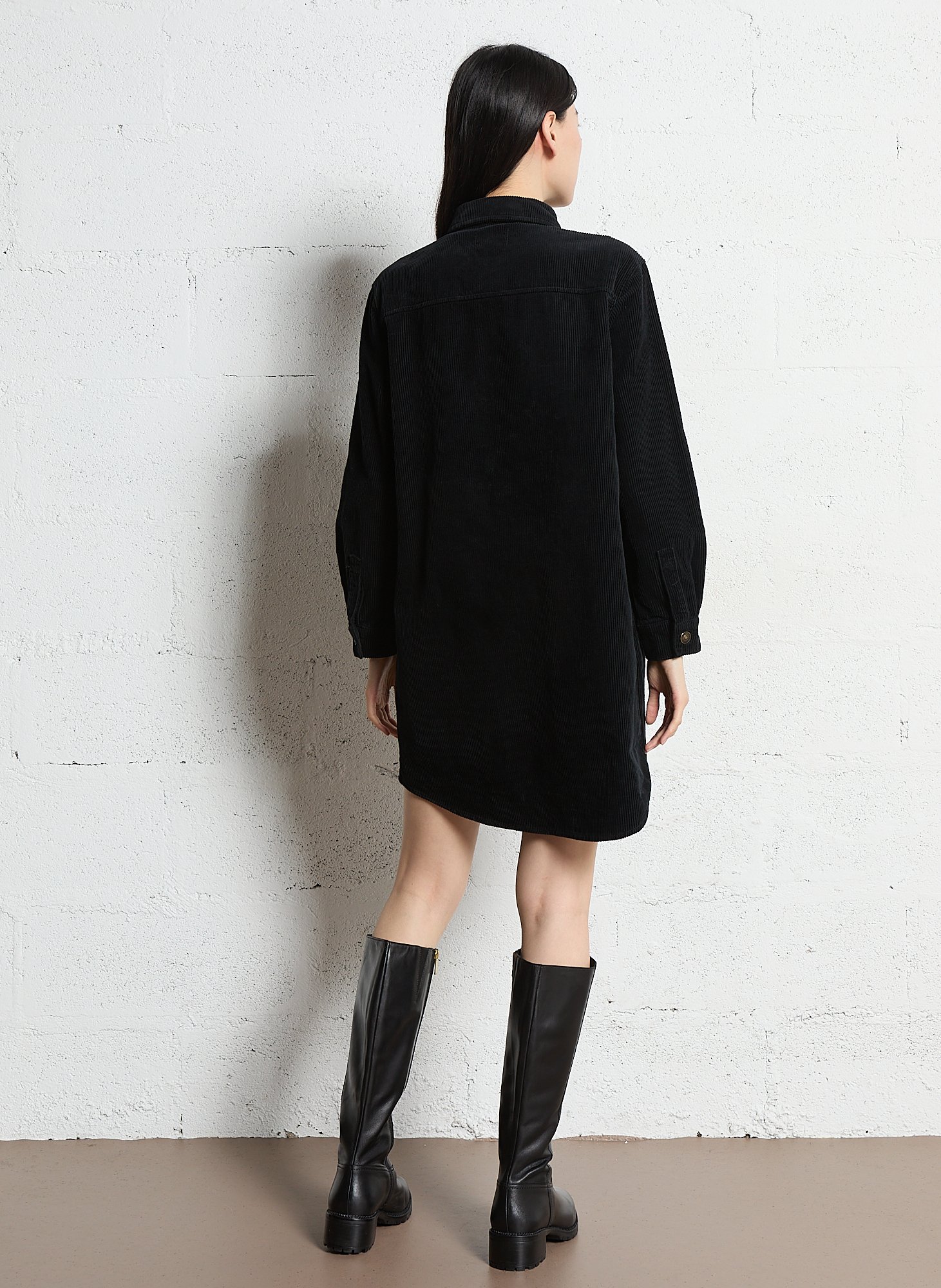 Robe courte col classique en coton cendra MAISON 123 Noir