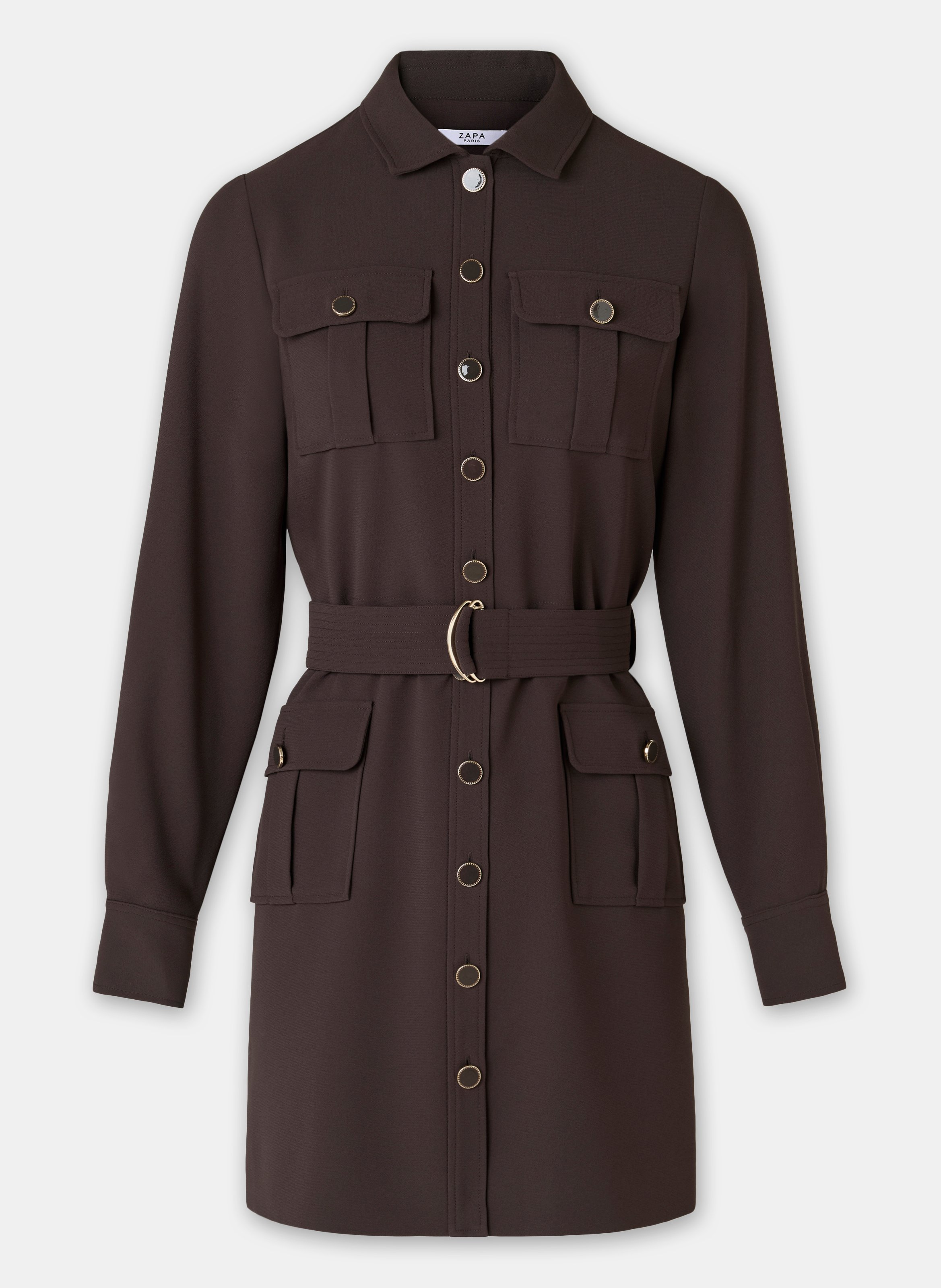 Robe  rever ZAPA Marron